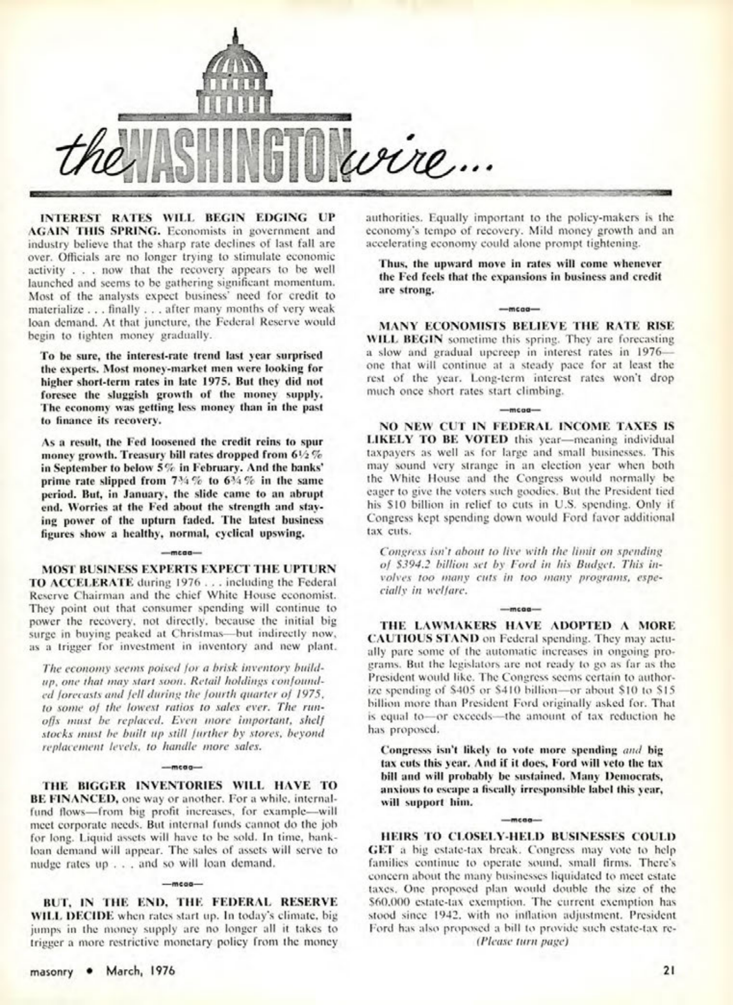 Masonry Magazine March 1976 Page. 21