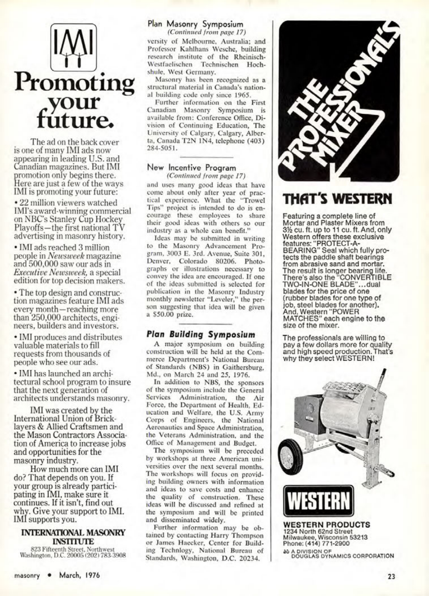 Masonry Magazine March 1976 Page. 23
