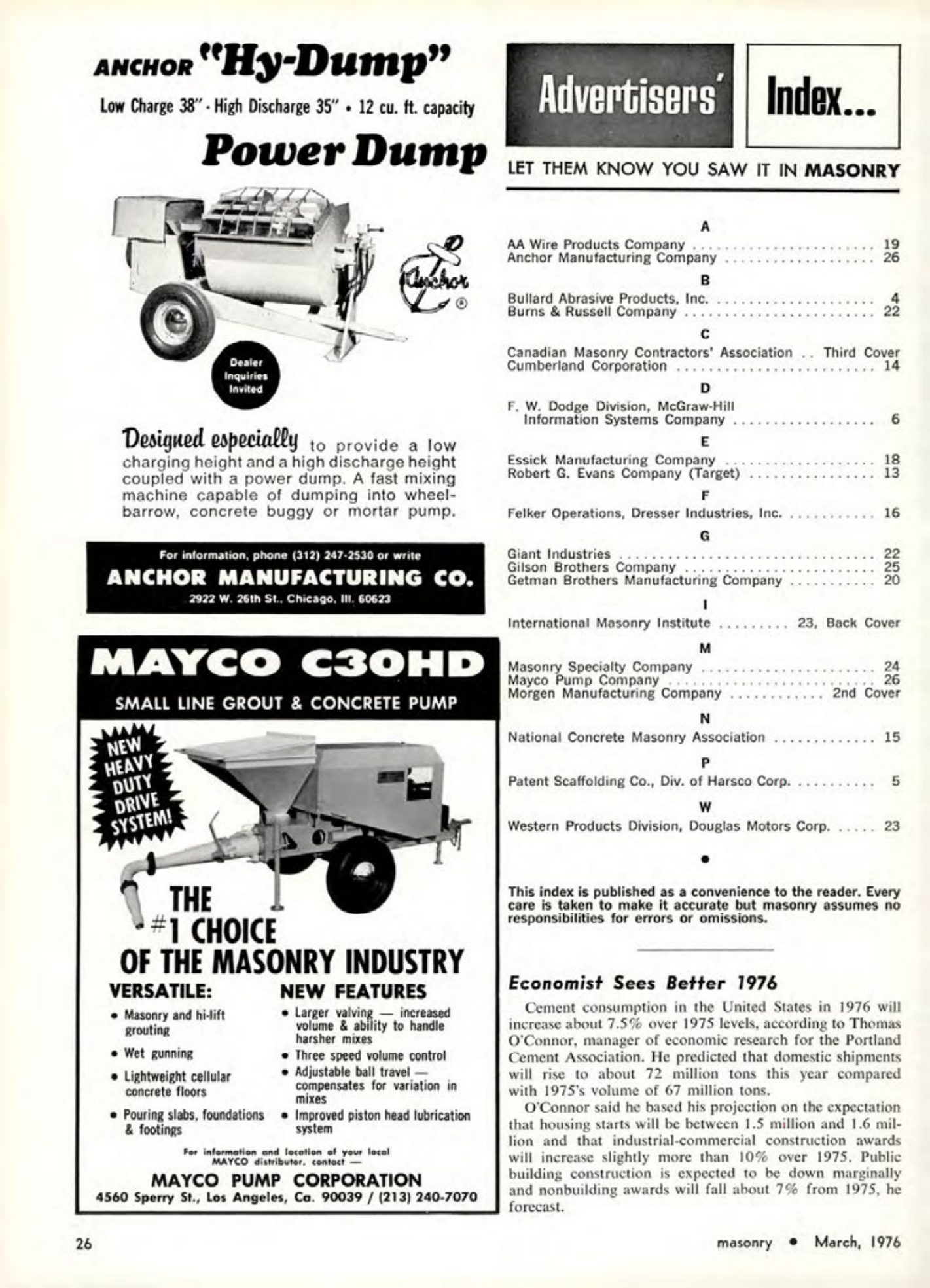 Masonry Magazine March 1976 Page. 26