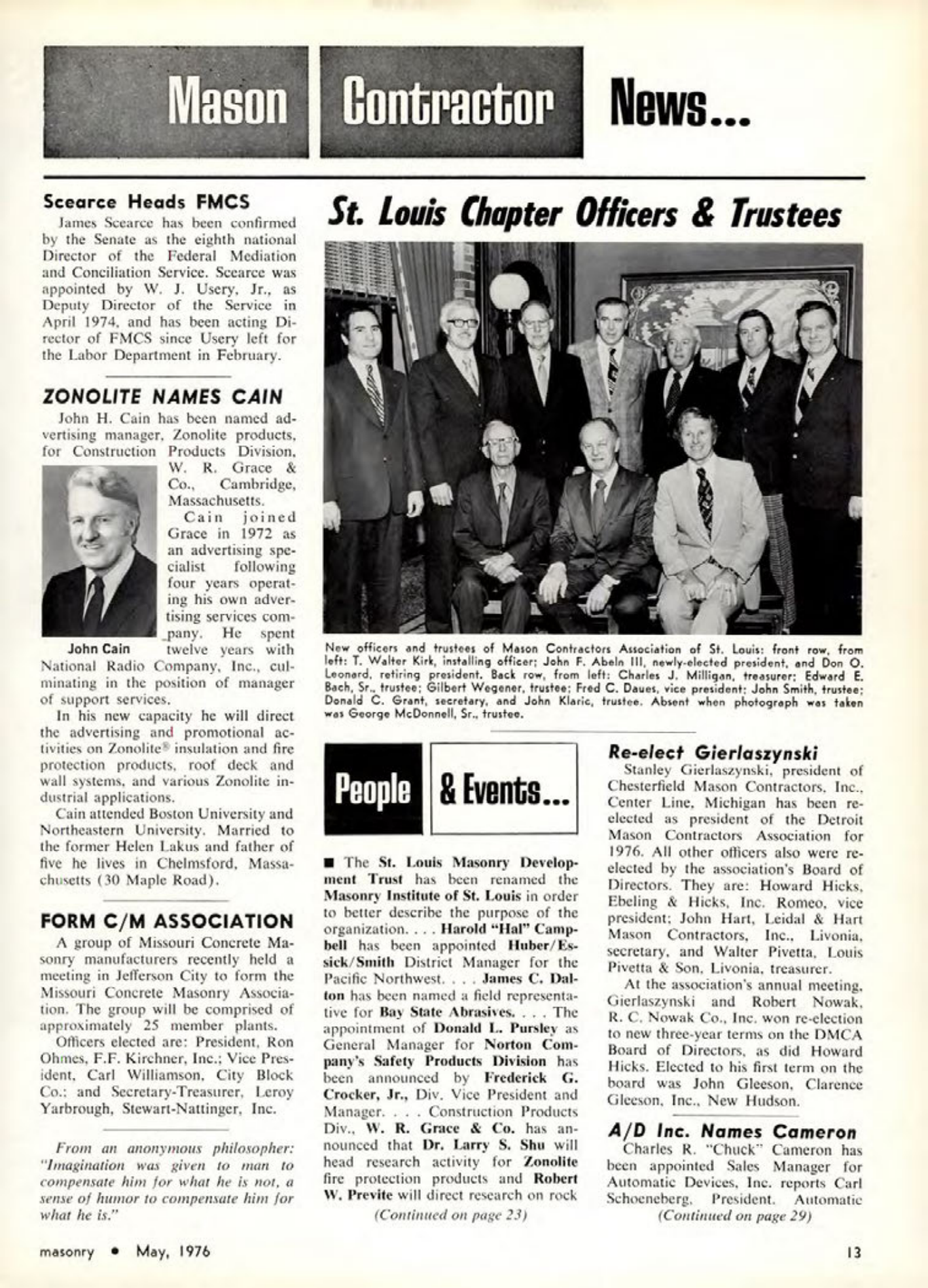 Masonry Magazine May 1976 Page. 13