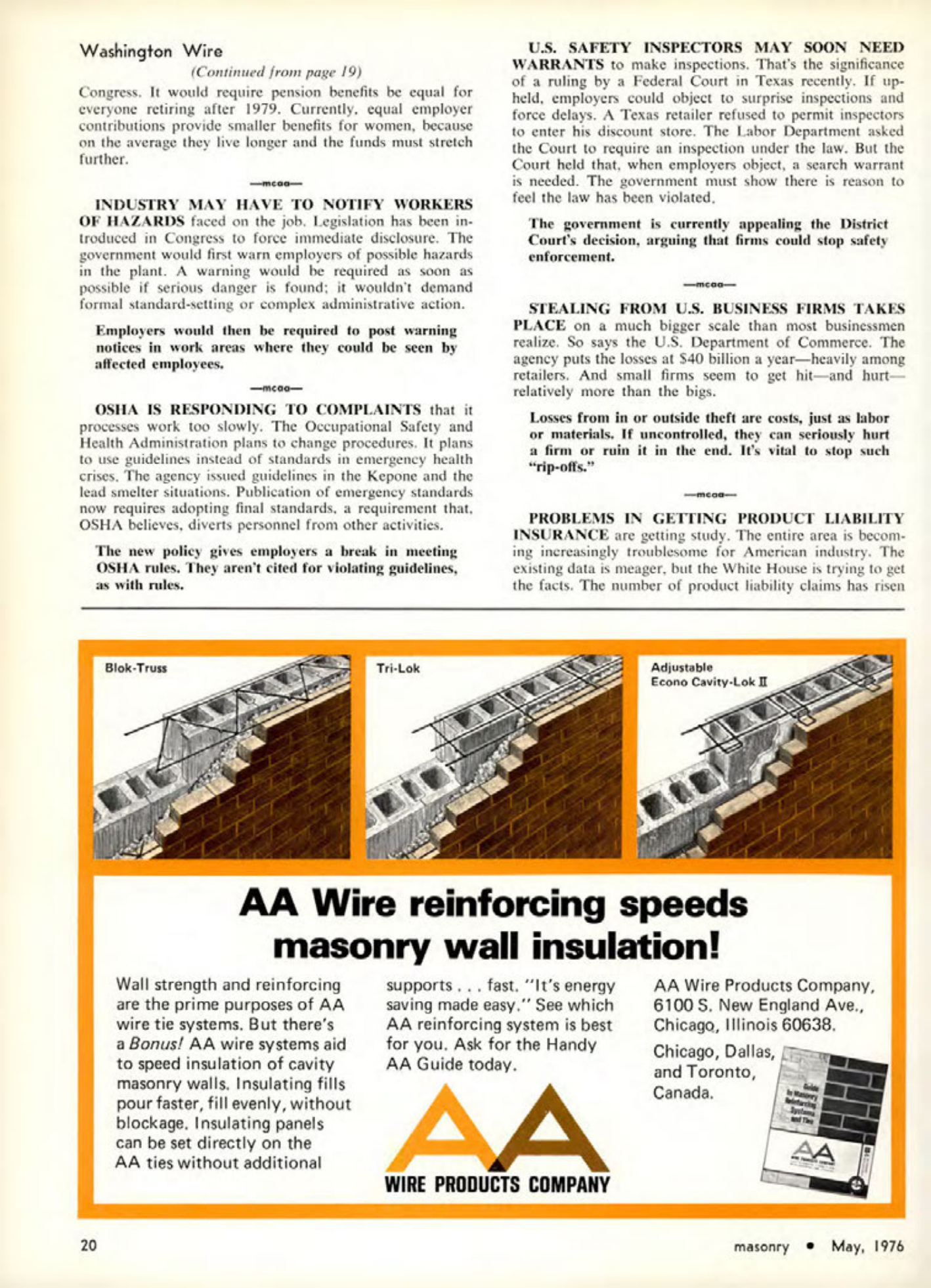 Masonry Magazine May 1976 Page. 20