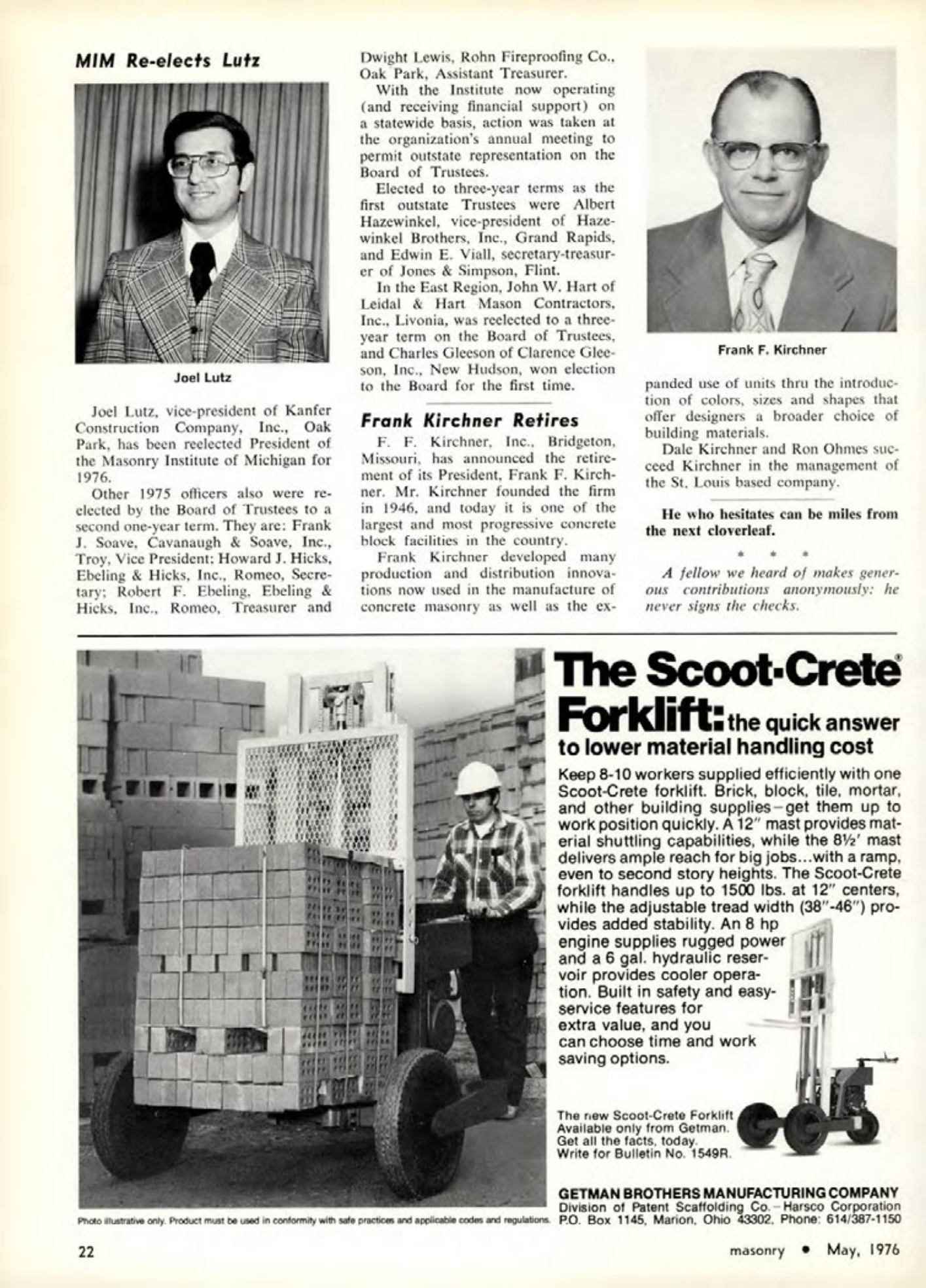 Masonry Magazine May 1976 Page. 22