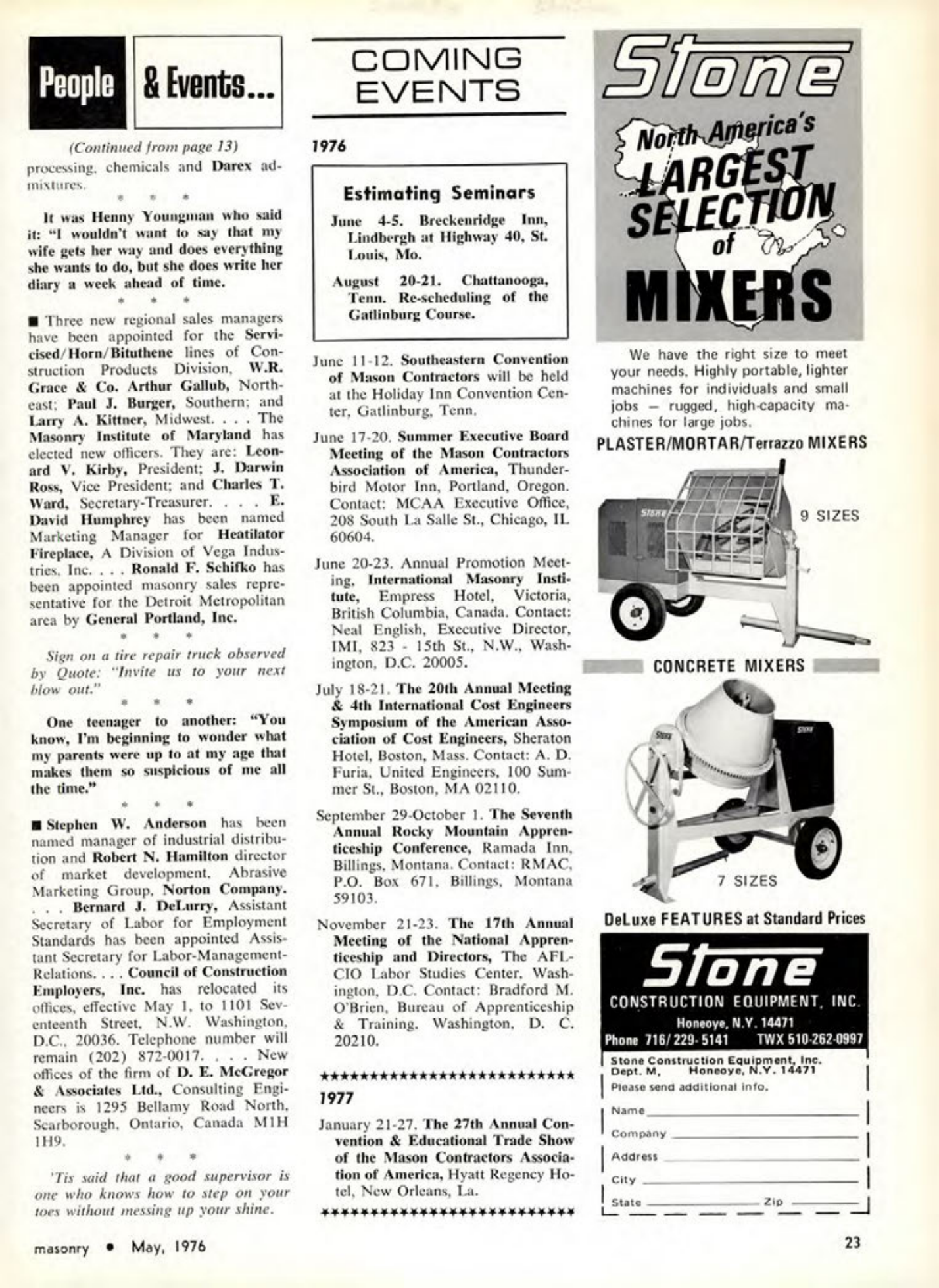 Masonry Magazine May 1976 Page. 23