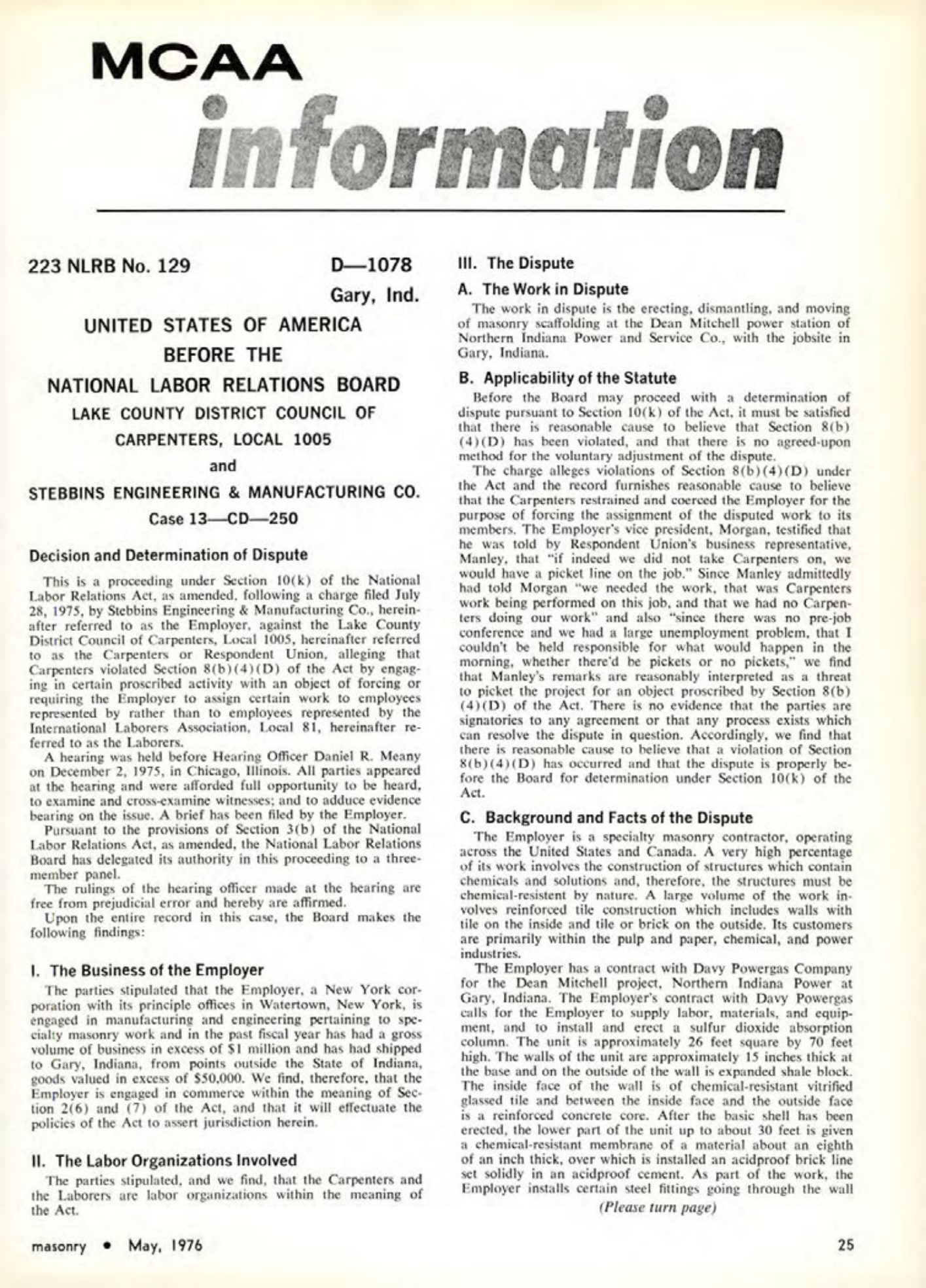 Masonry Magazine May 1976 Page. 25