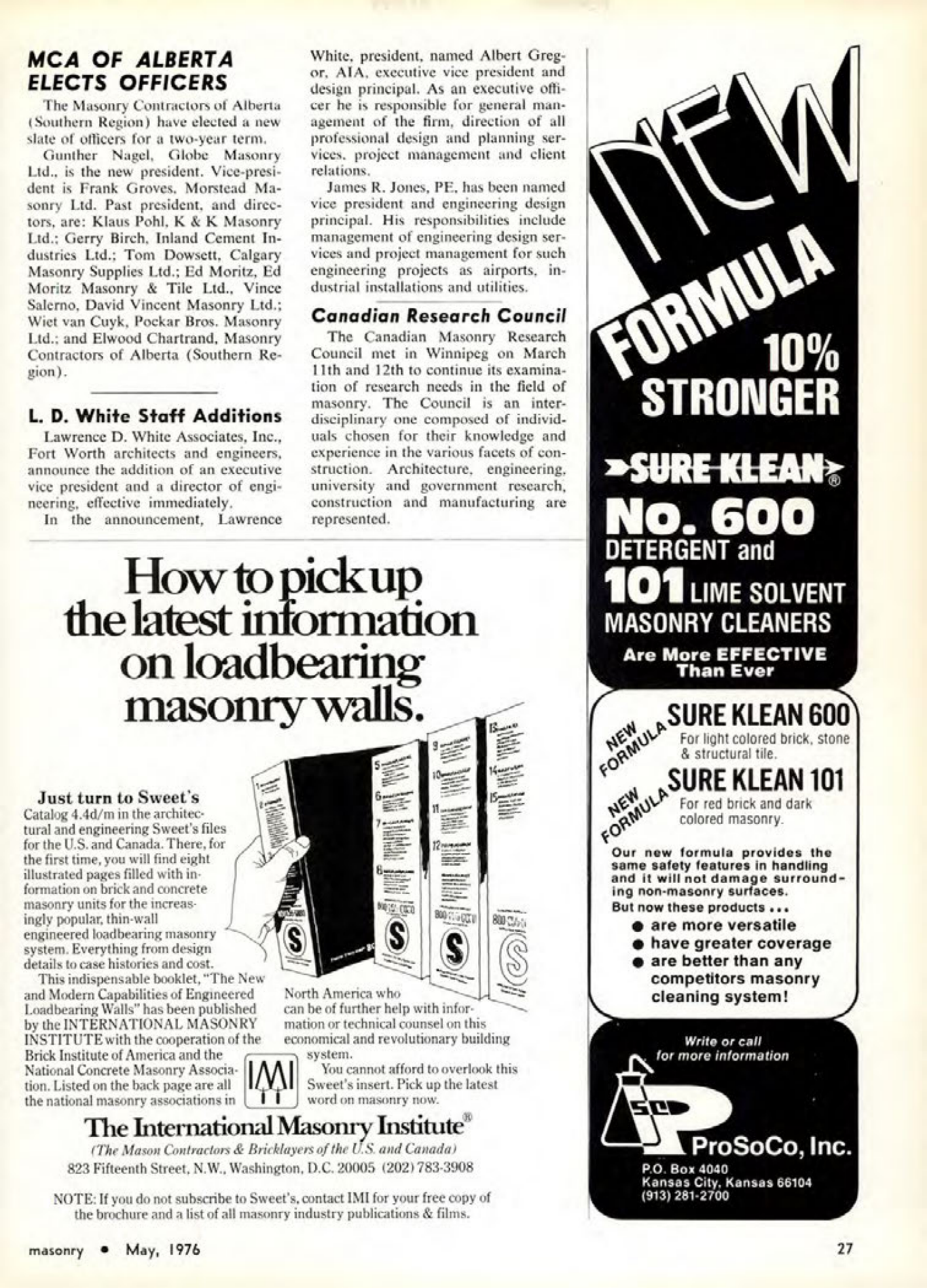 Masonry Magazine May 1976 Page. 27
