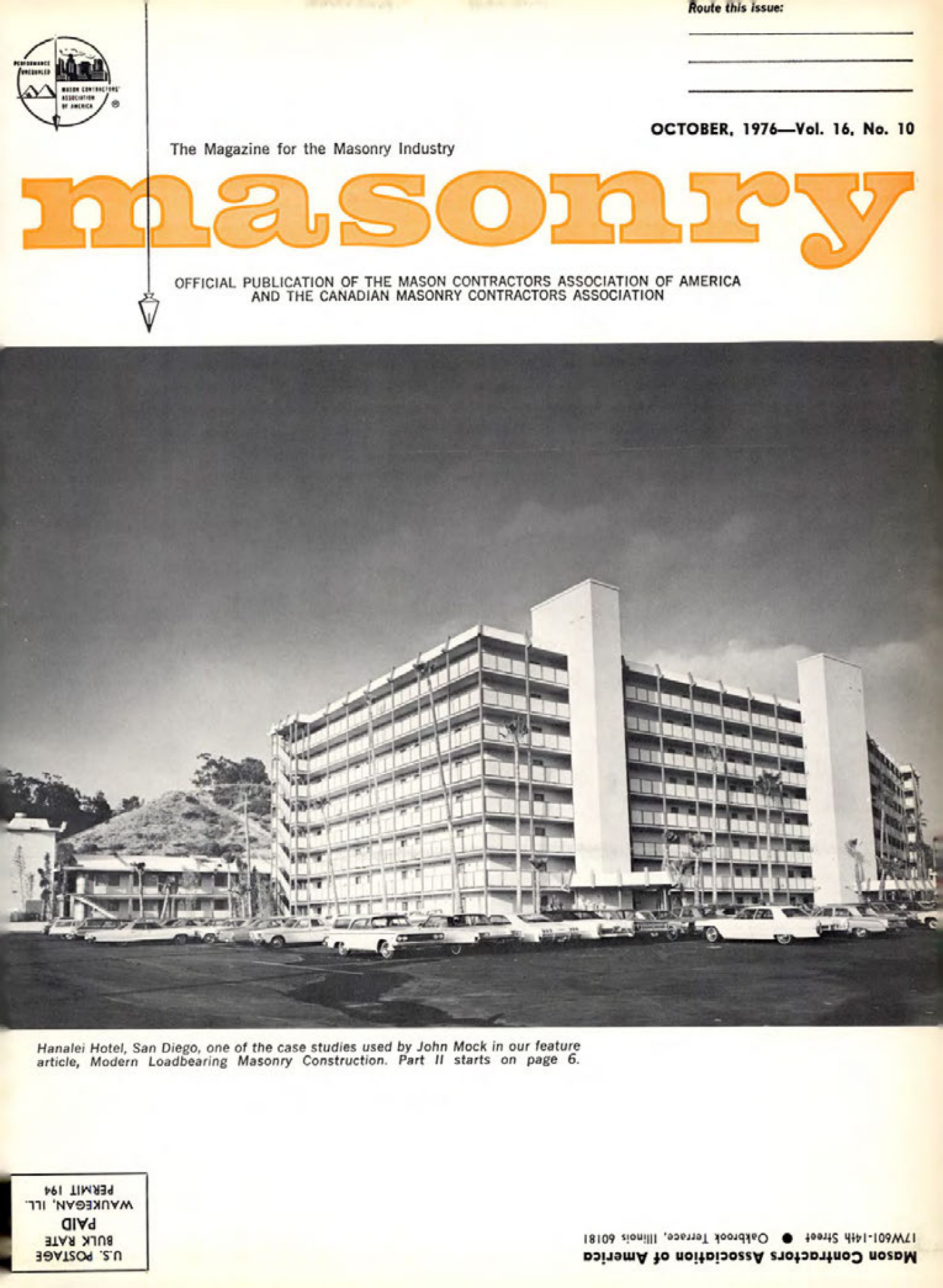 Masonry Magazine October 1976 Page. 1