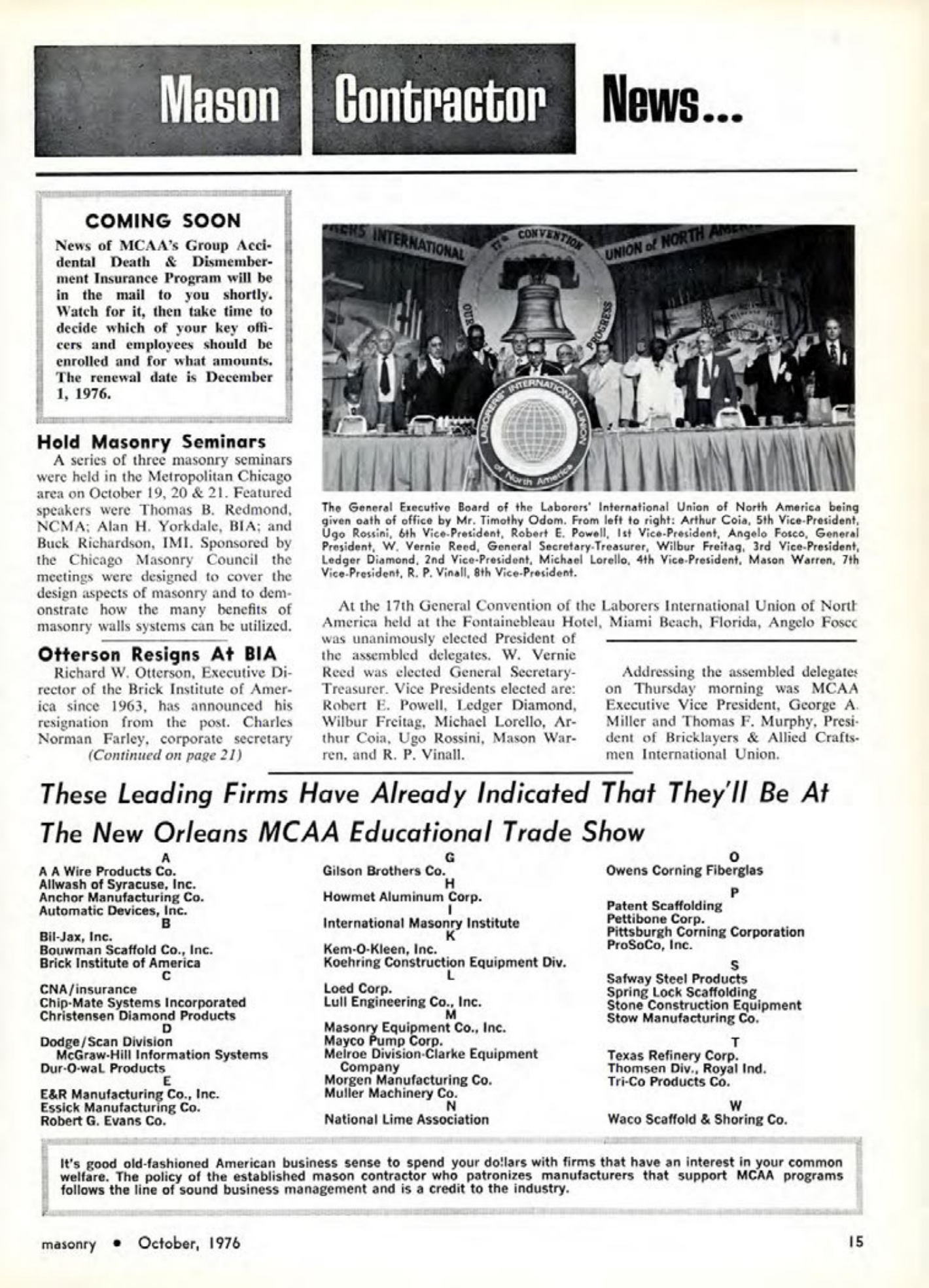 Masonry Magazine October 1976 Page. 15