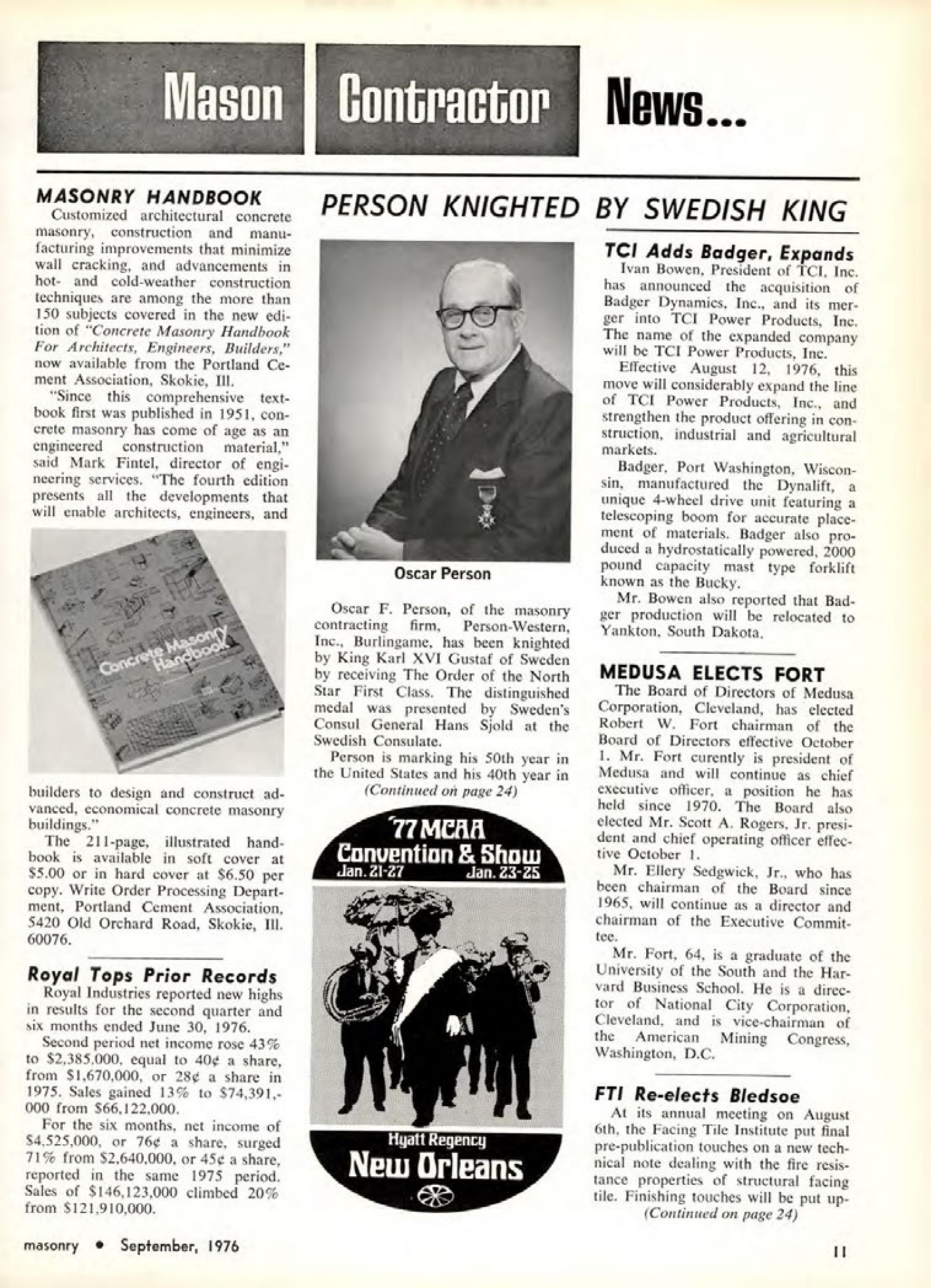 Masonry Magazine September 1976 Page. 11