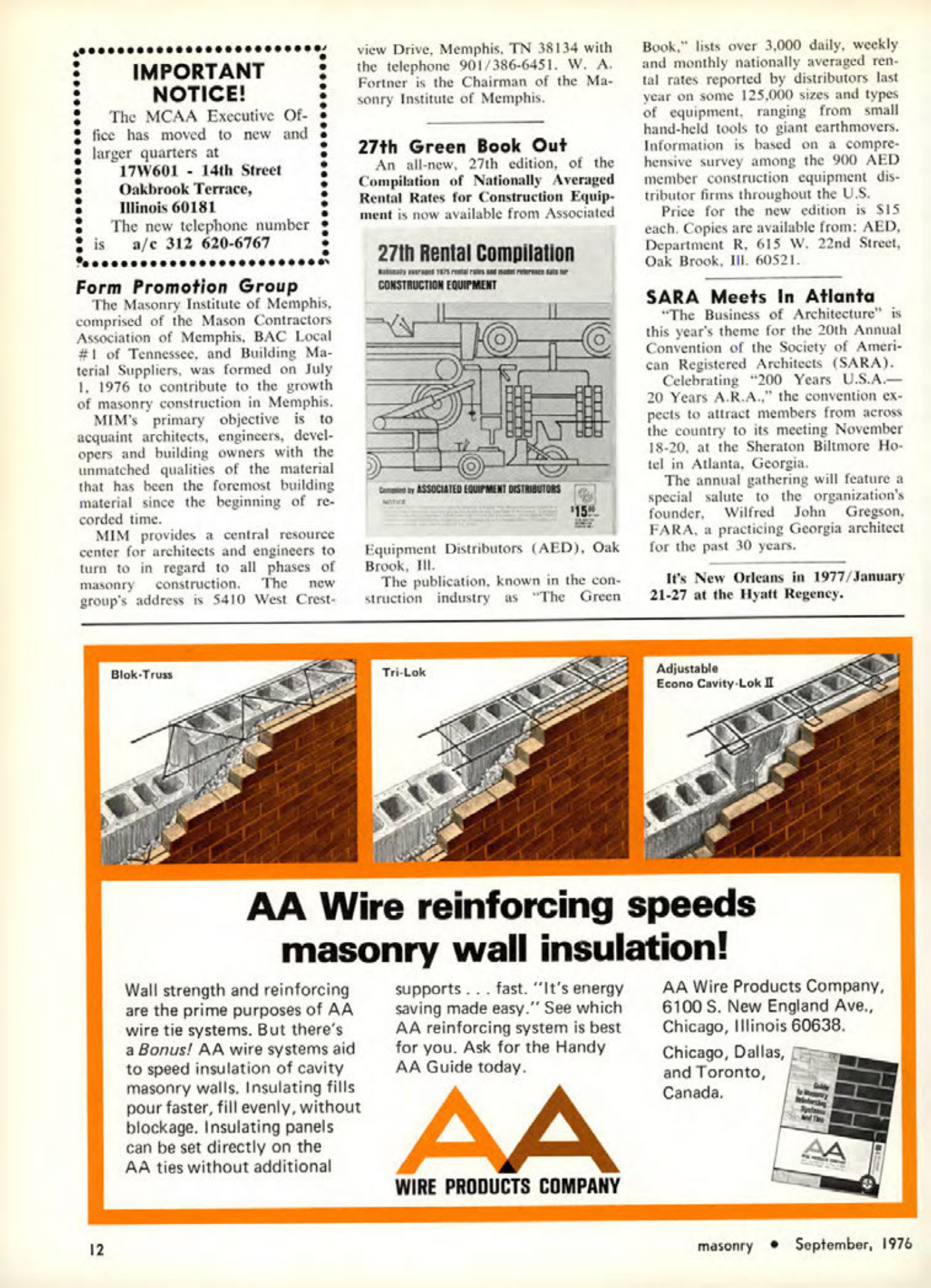 Masonry Magazine September 1976 Page. 12