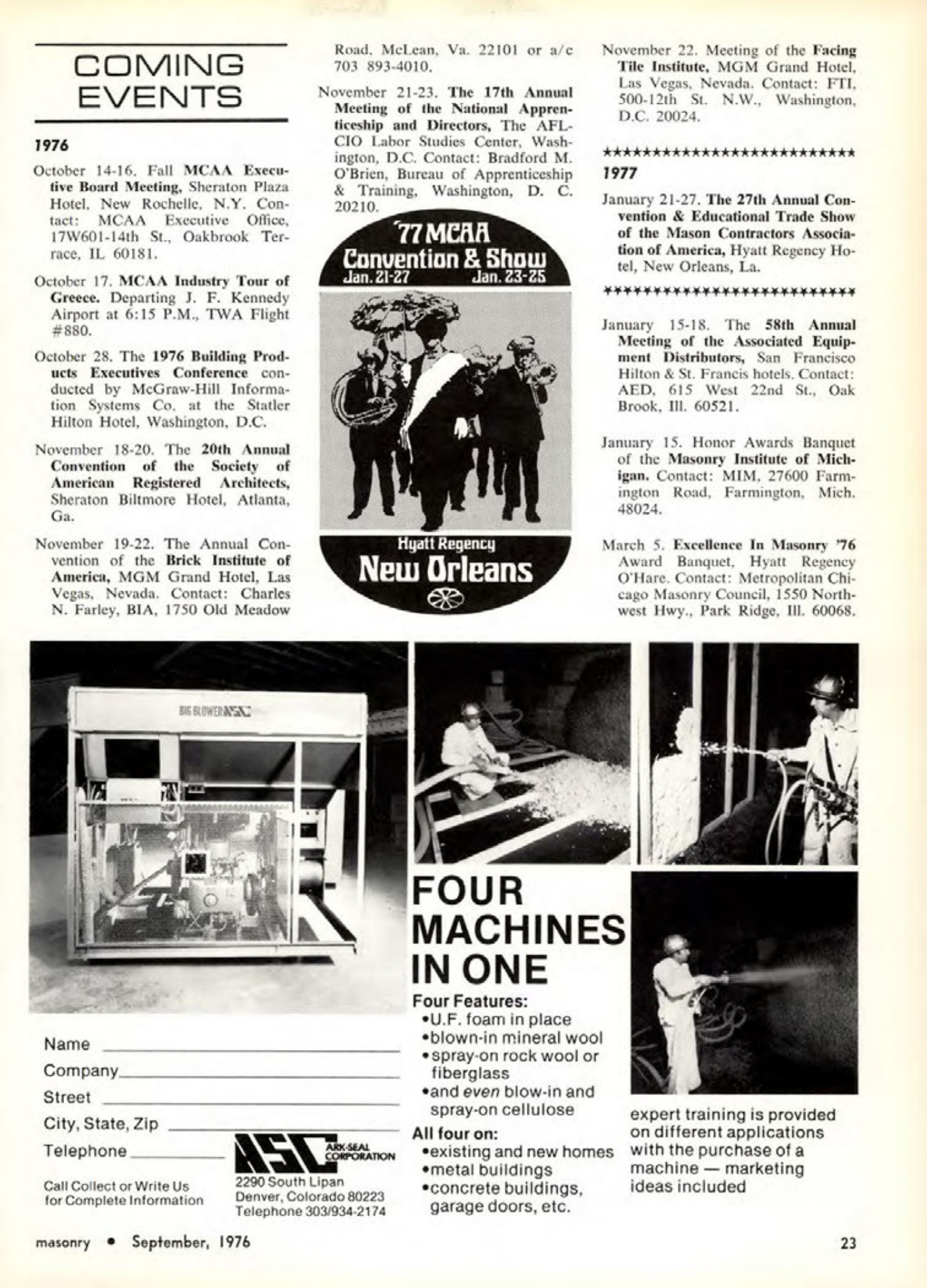 Masonry Magazine September 1976 Page. 23