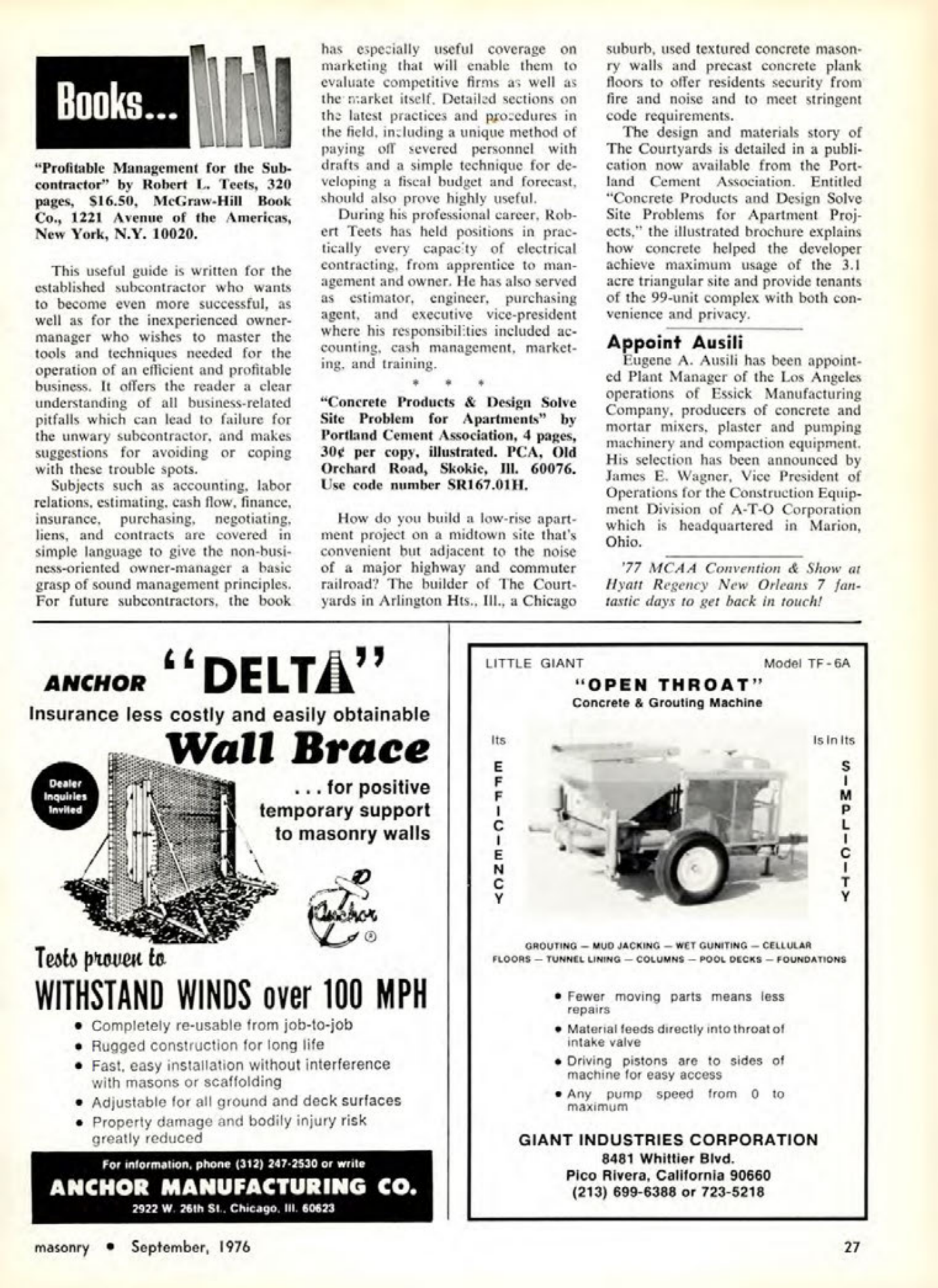 Masonry Magazine September 1976 Page. 27