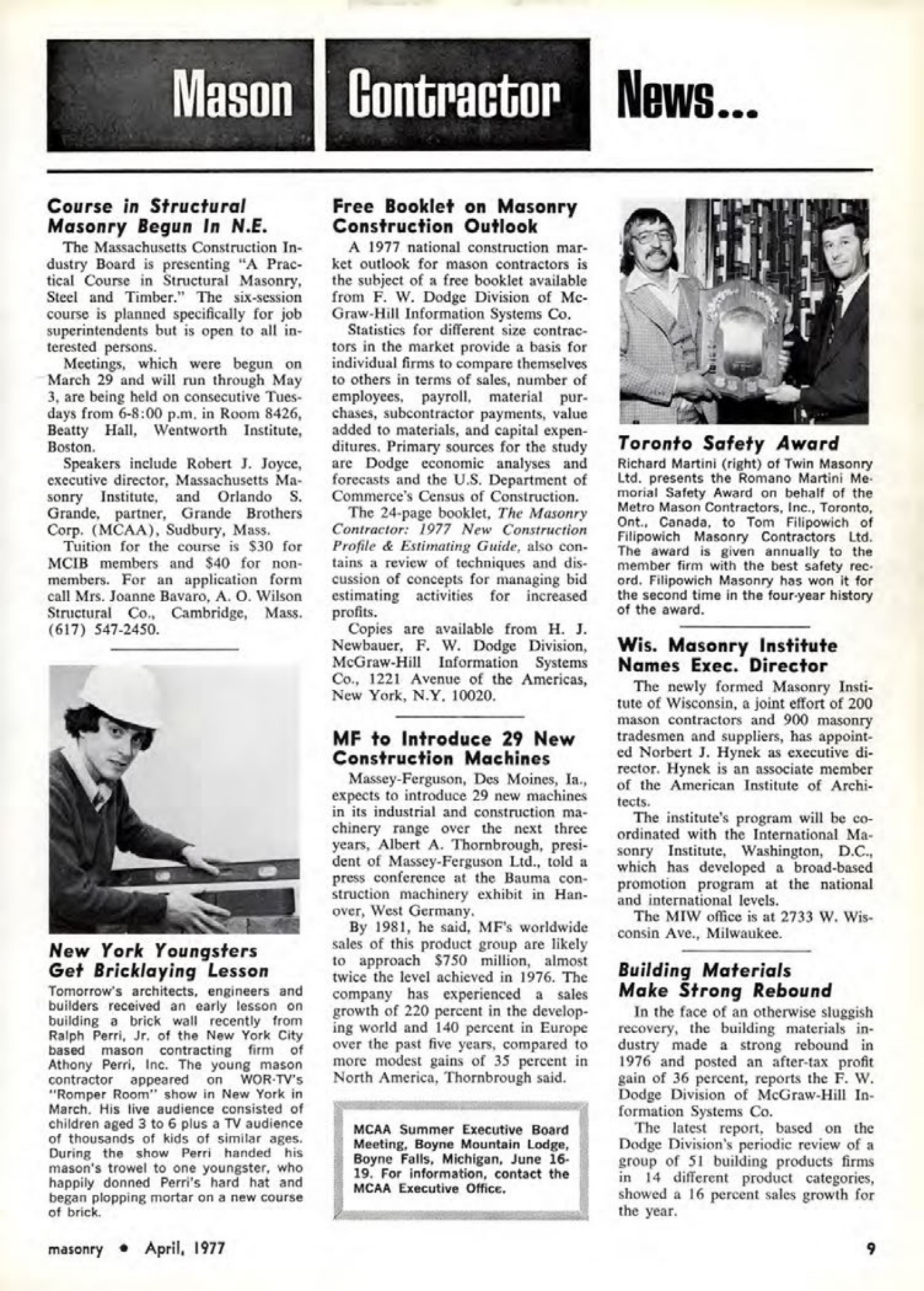 Masonry Magazine April 1977 Page. 9