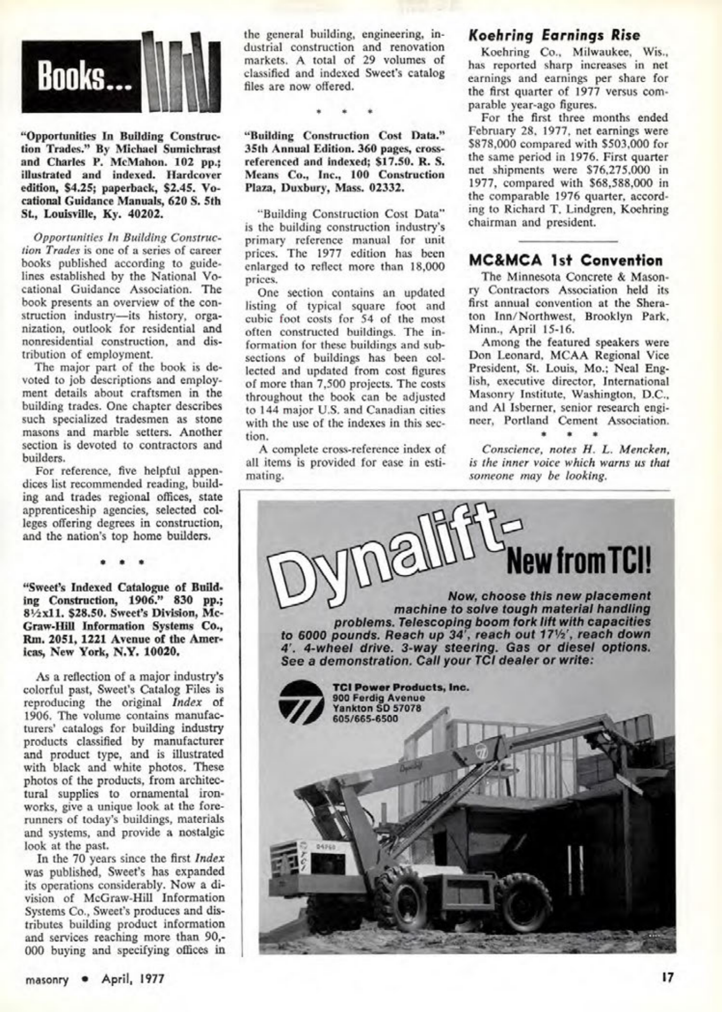 Masonry Magazine April 1977 Page. 17