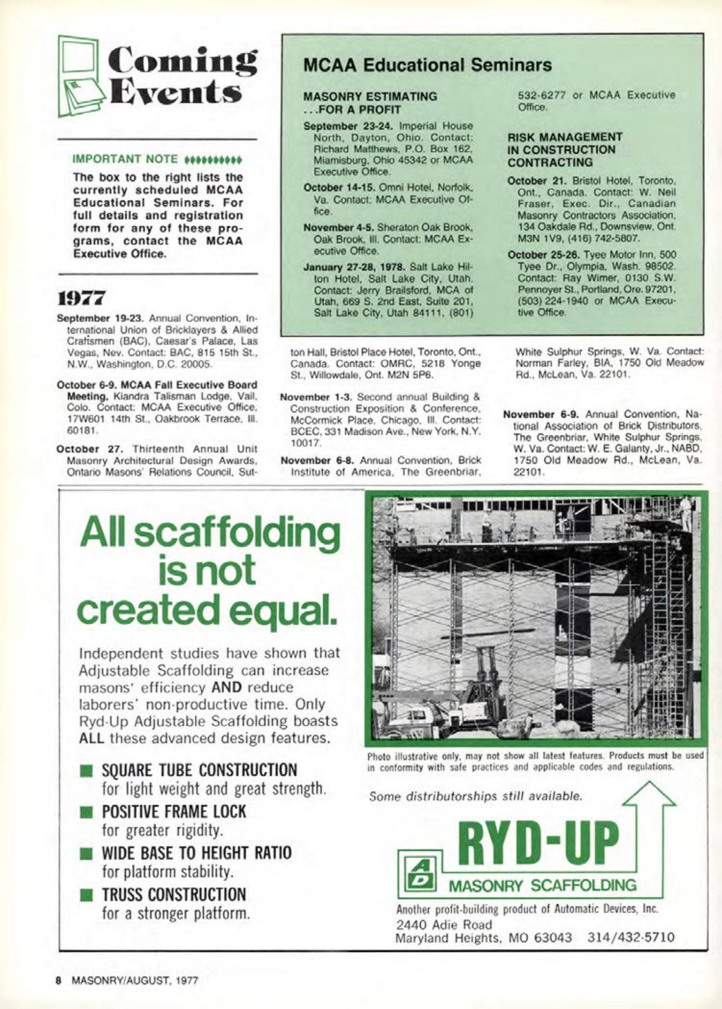 Masonry Magazine August 1977 Page. 8
