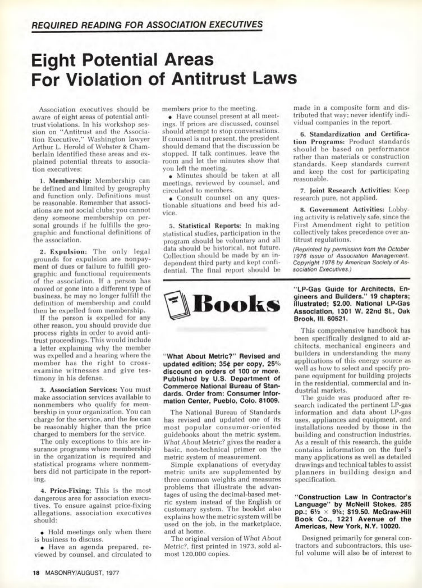 Masonry Magazine August 1977 Page. 18