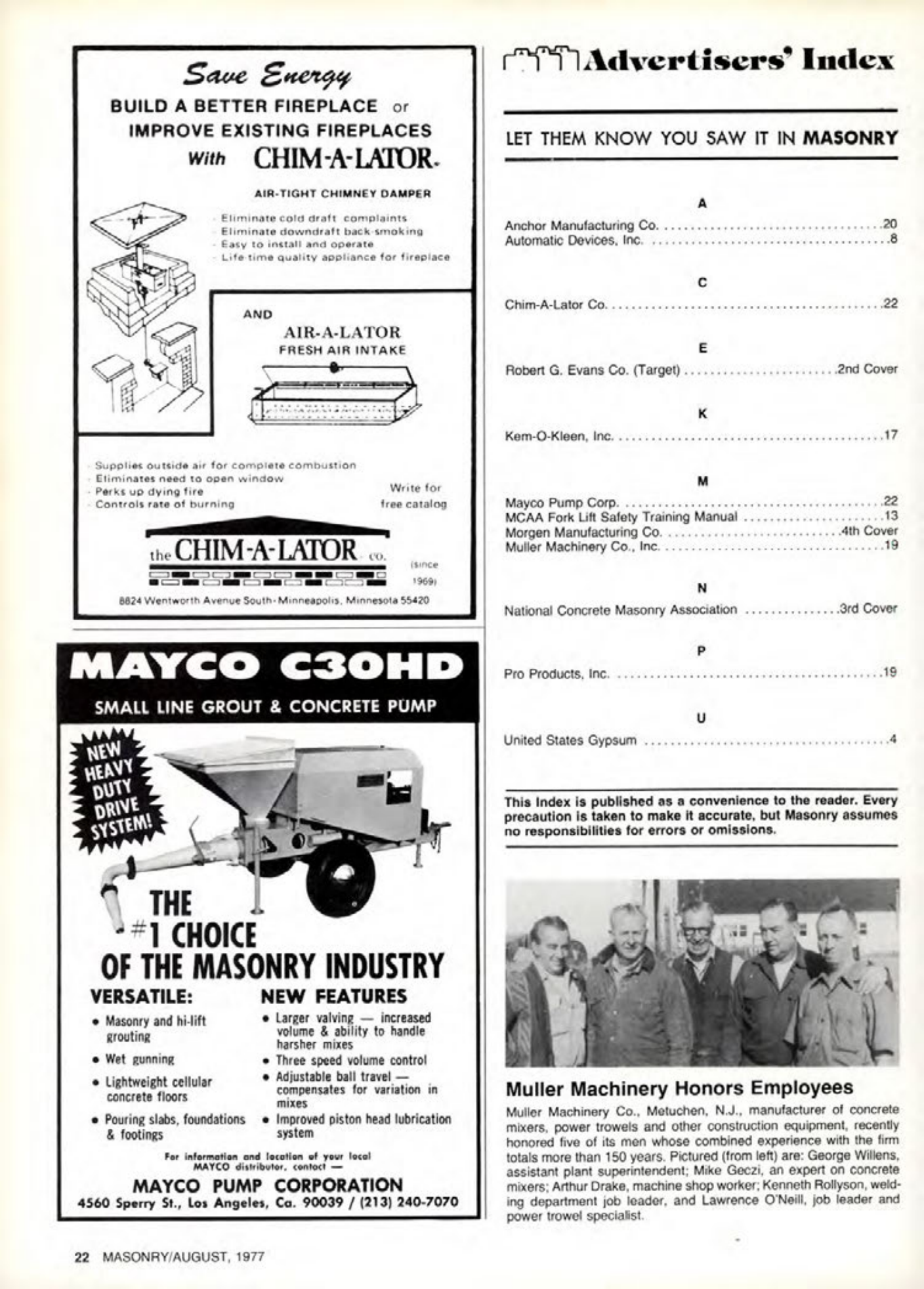 Masonry Magazine August 1977 Page. 22