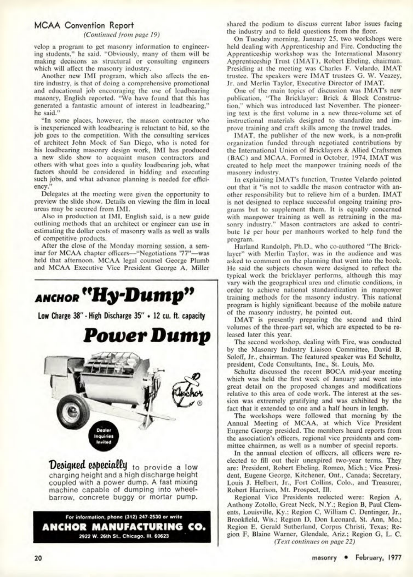 Masonry Magazine February 1977 Page. 20
