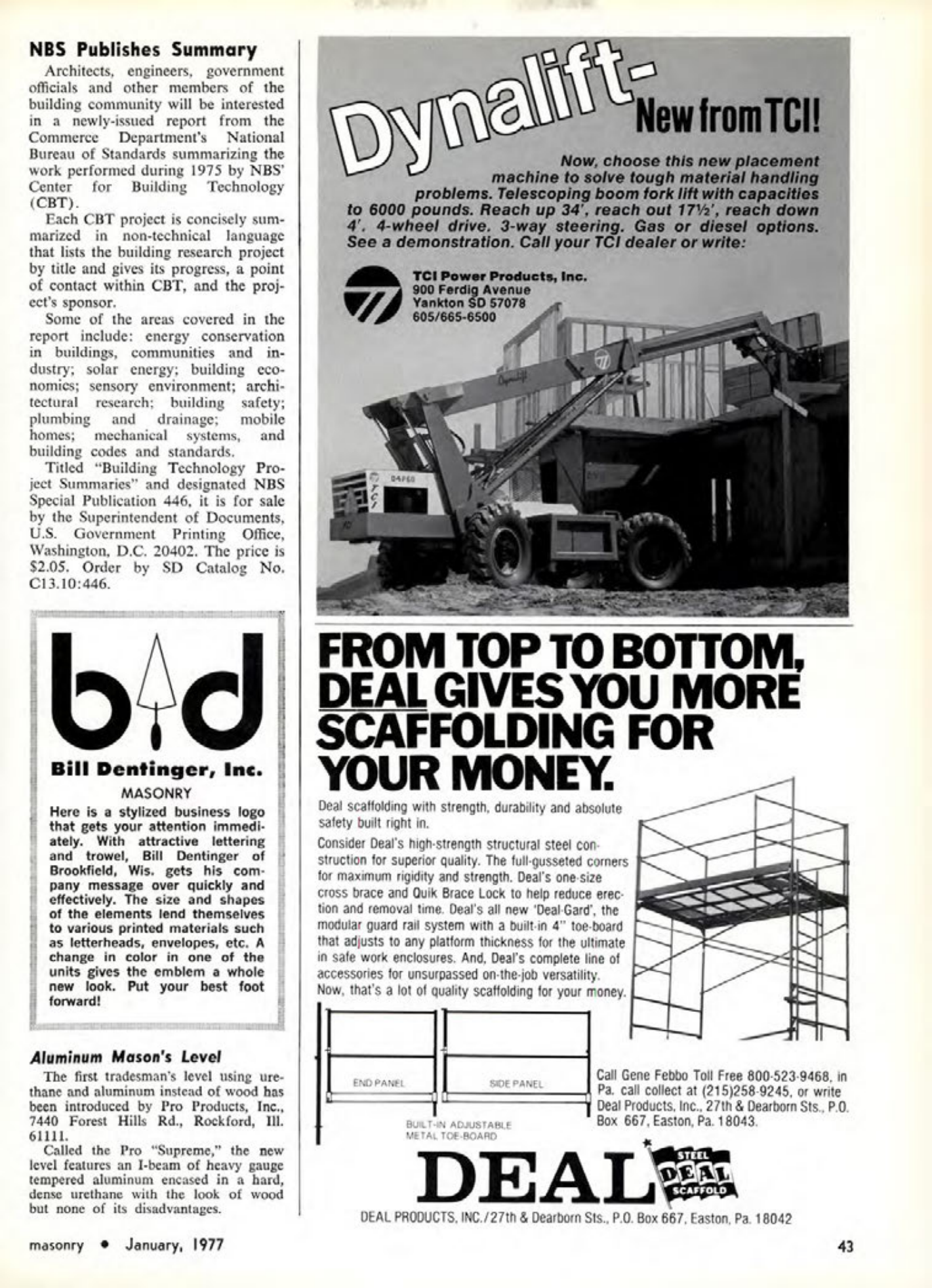 Masonry Magazine January 1977 Page. 43