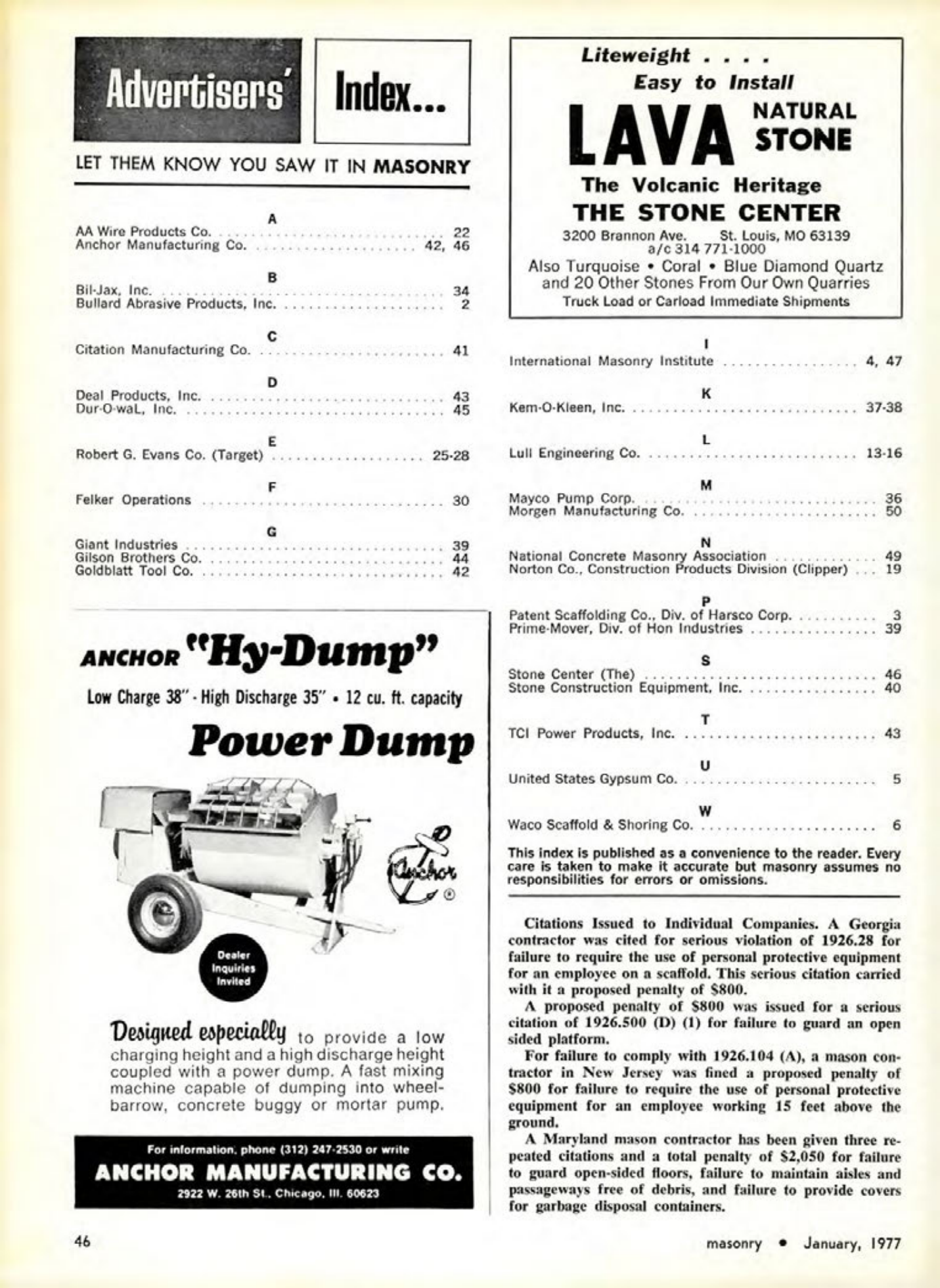Masonry Magazine January 1977 Page. 46
