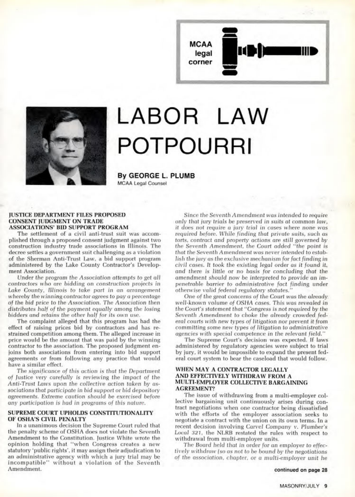 Masonry Magazine July 1977 Page. 9