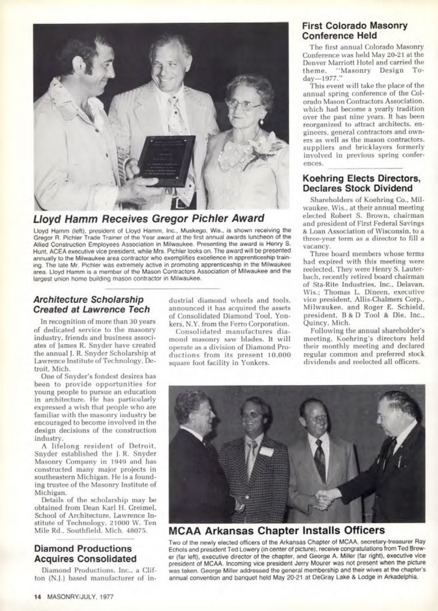 Masonry Magazine July 1977 Page. 14