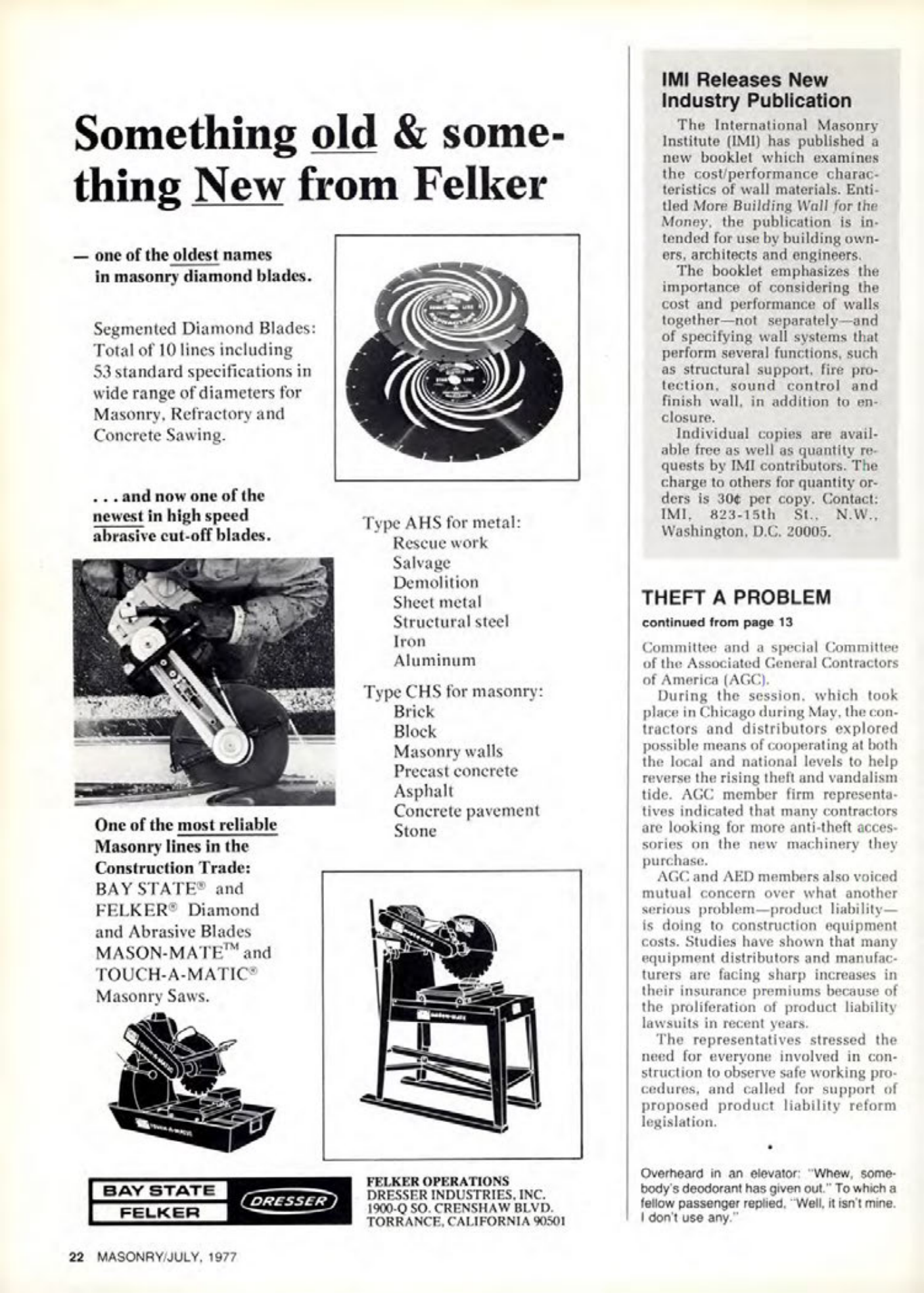 Masonry Magazine July 1977 Page. 22