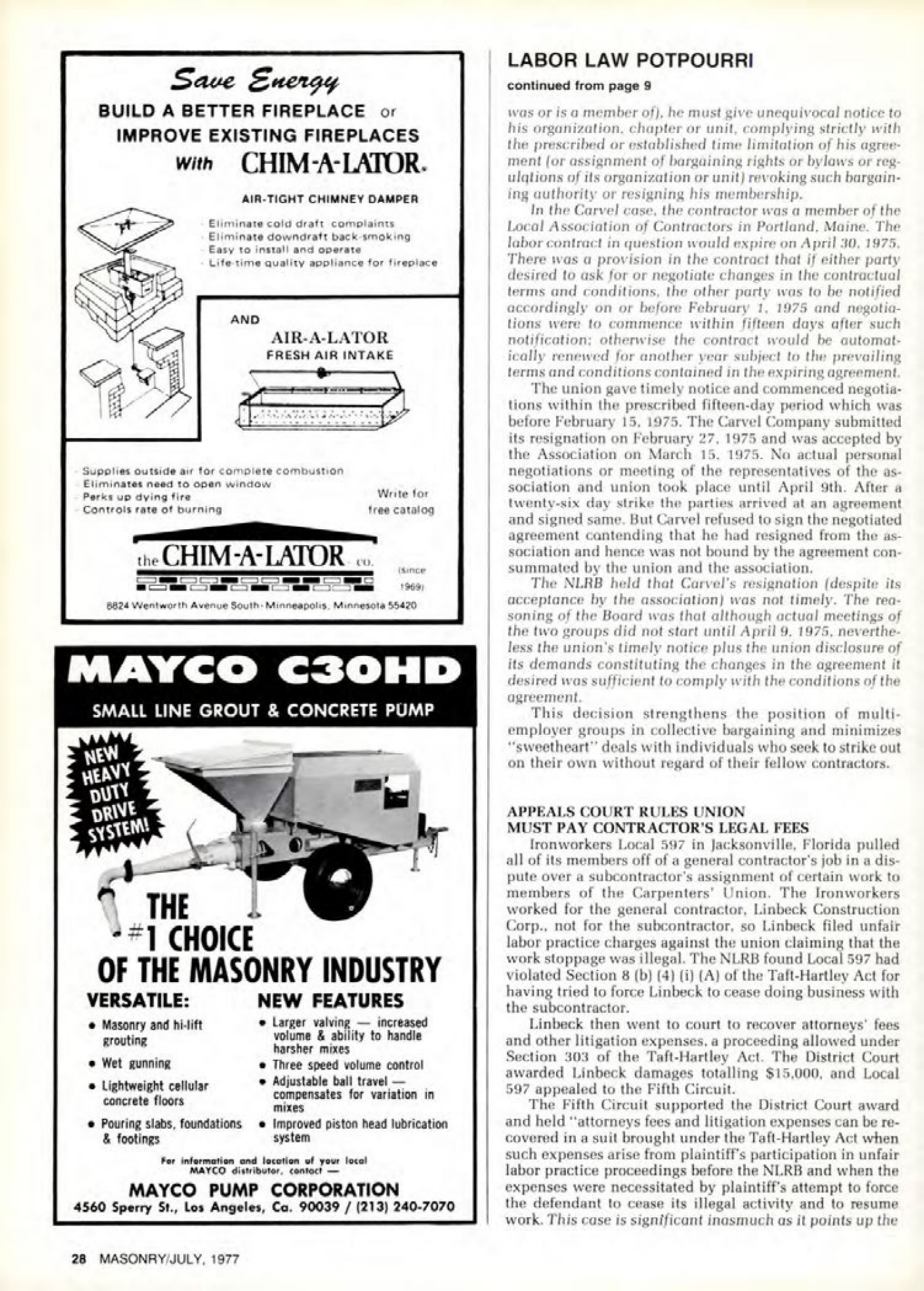 Masonry Magazine July 1977 Page. 28