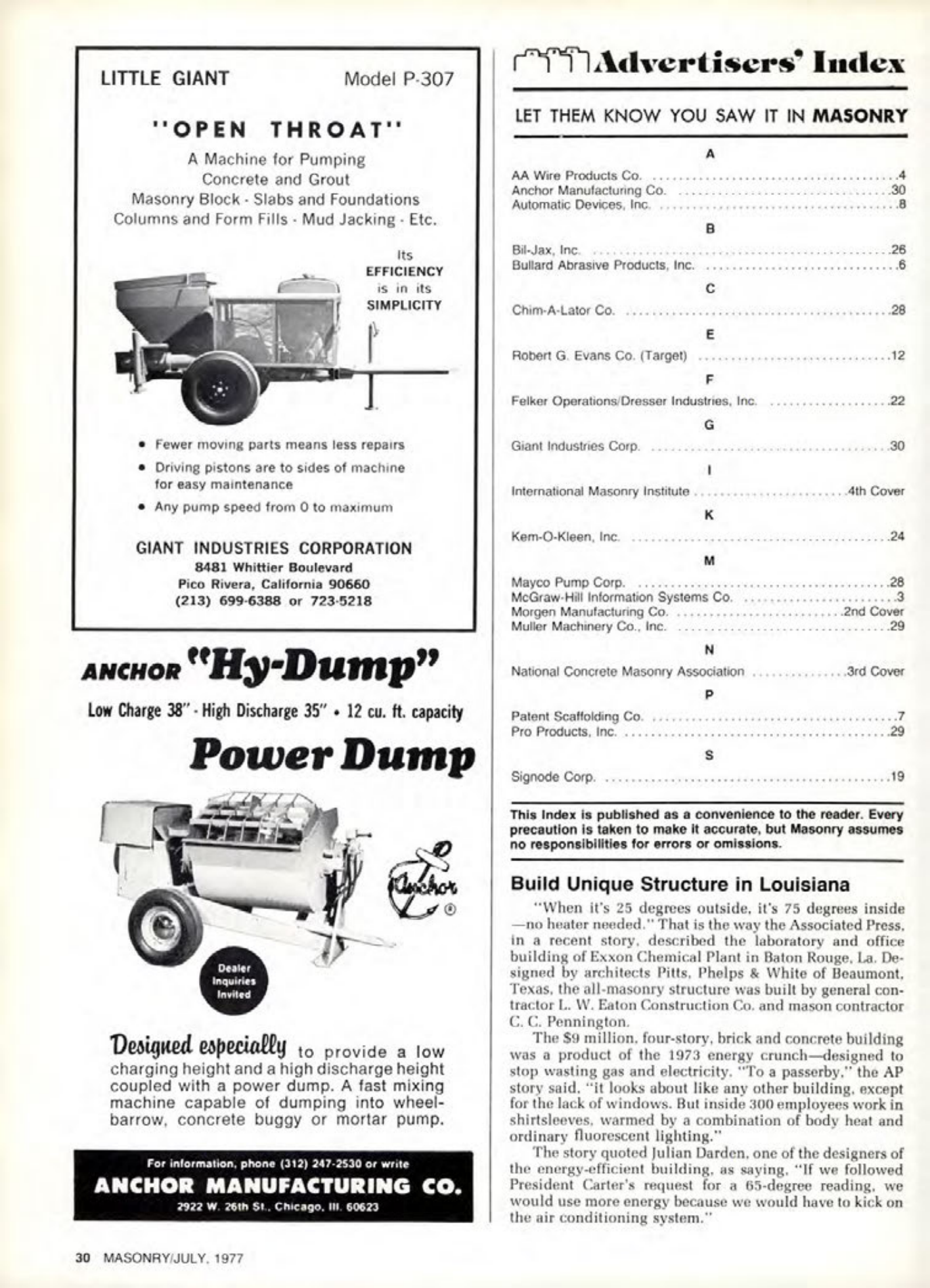 Masonry Magazine July 1977 Page. 30