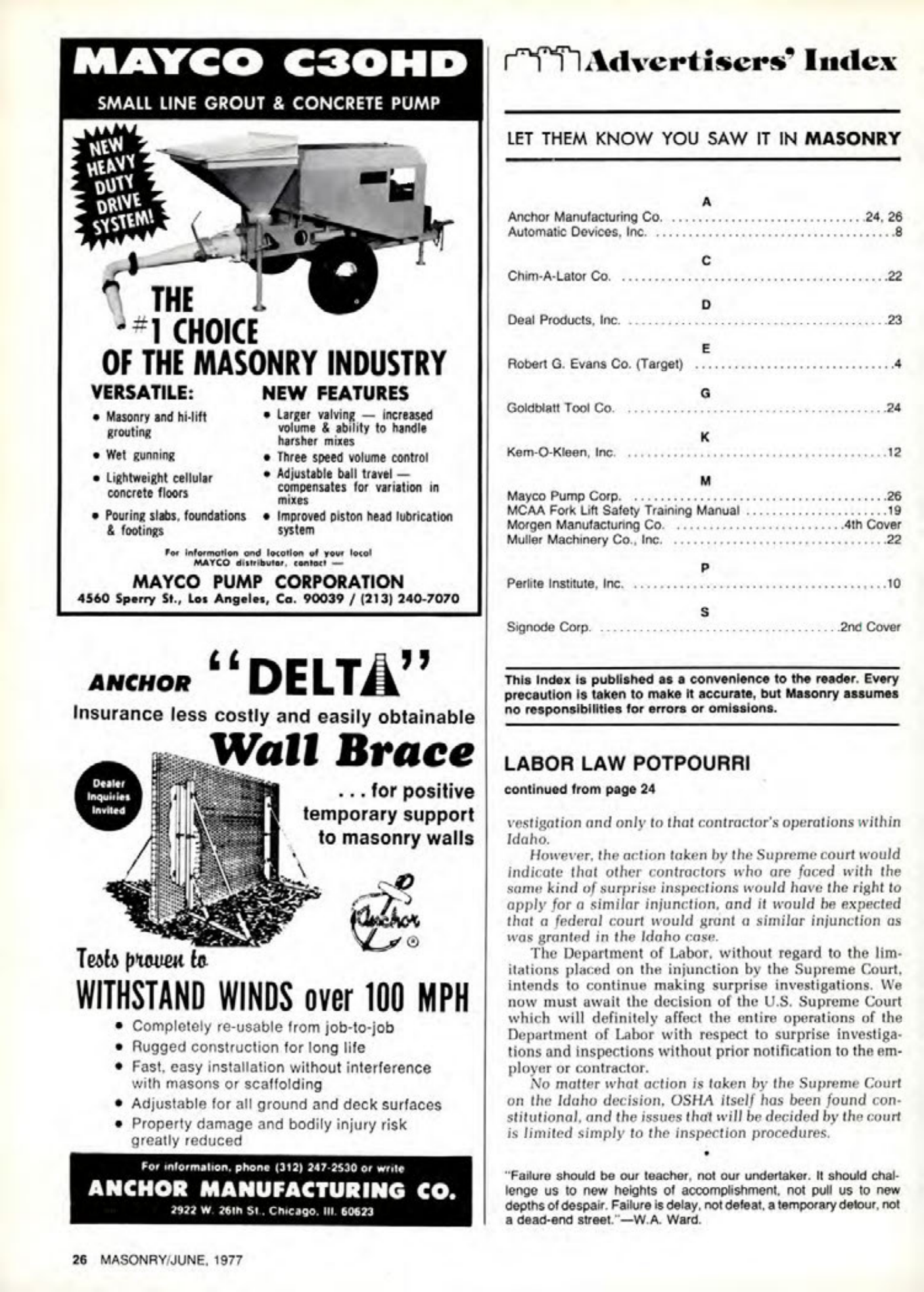Masonry Magazine June 1977 Page. 26