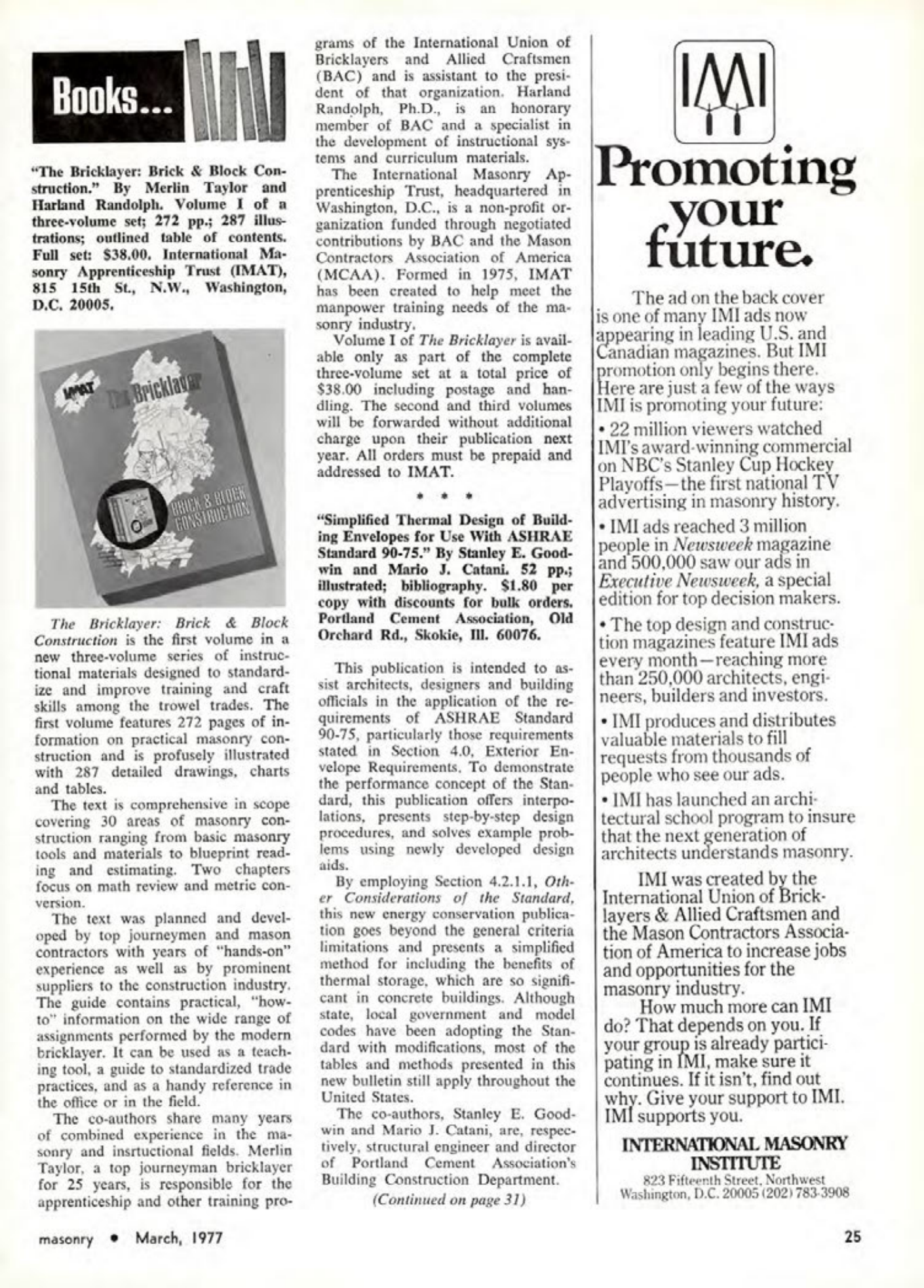Masonry Magazine March 1977 Page. 25