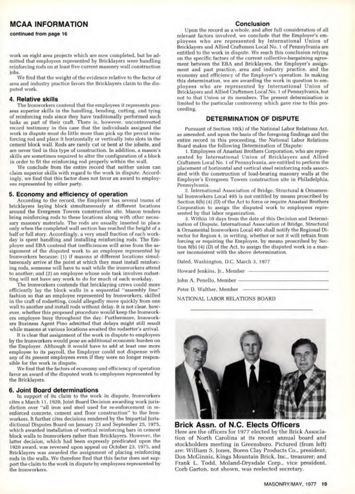 Masonry Magazine May 1977 Page. 19