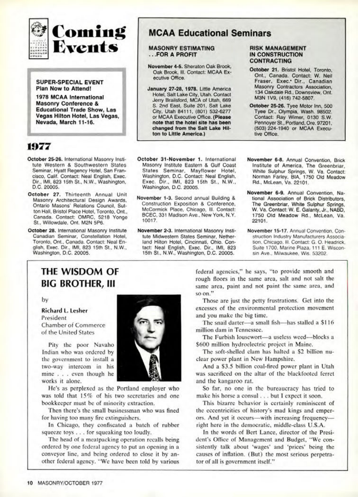 Masonry Magazine October 1977 Page. 10