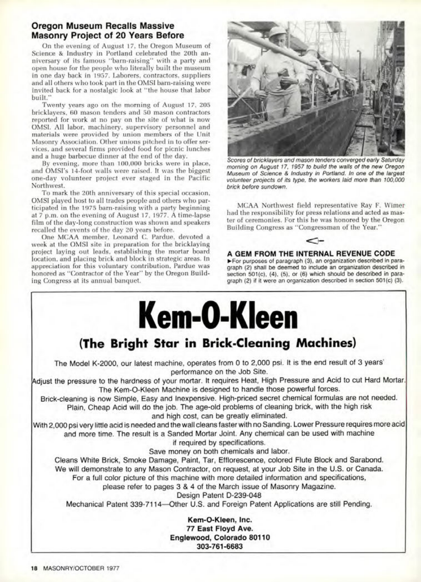 Masonry Magazine October 1977 Page. 18
