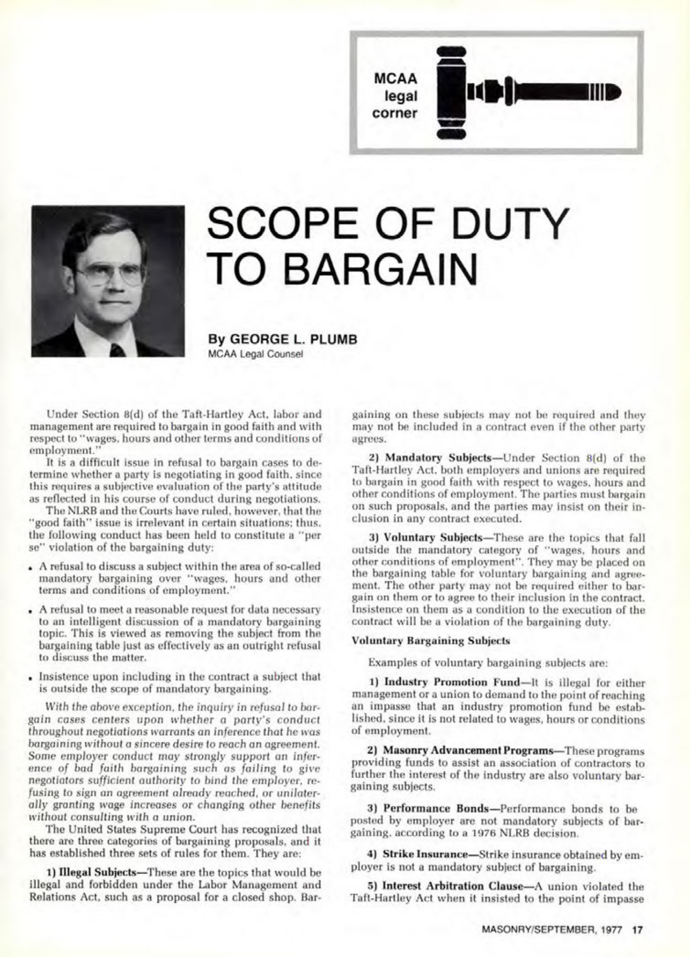 Masonry Magazine September 1977 Page. 17