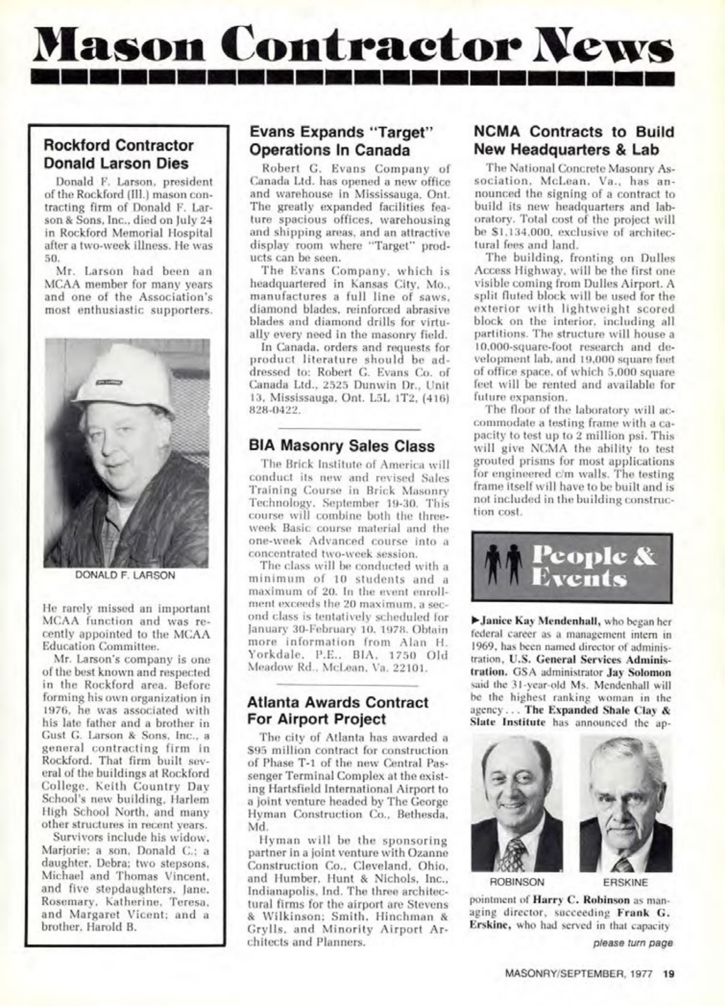 Masonry Magazine September 1977 Page. 19