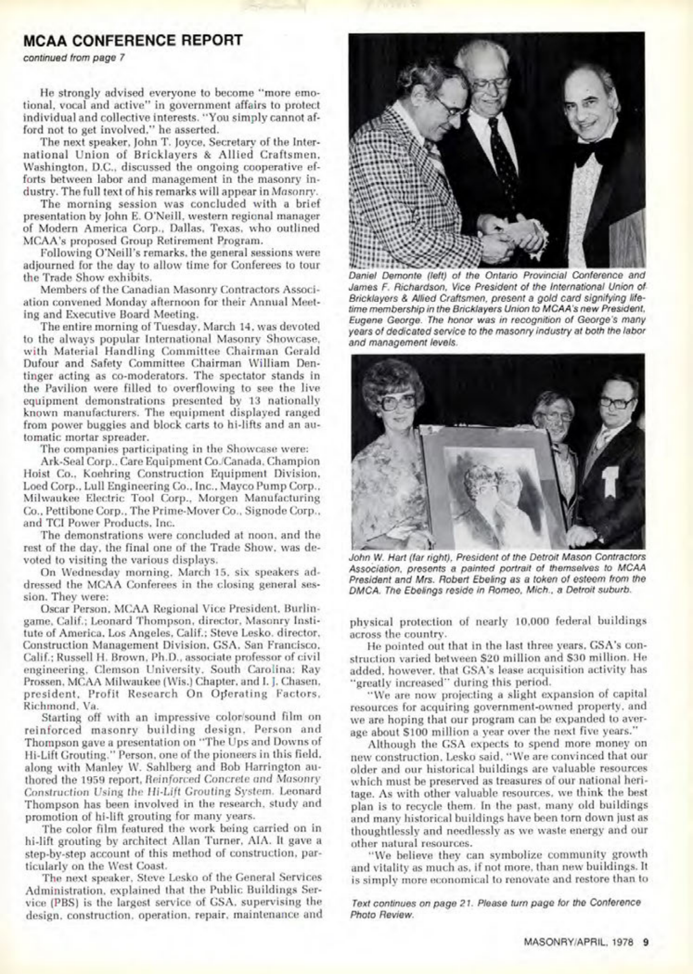 Masonry Magazine April 1978 Page. 9