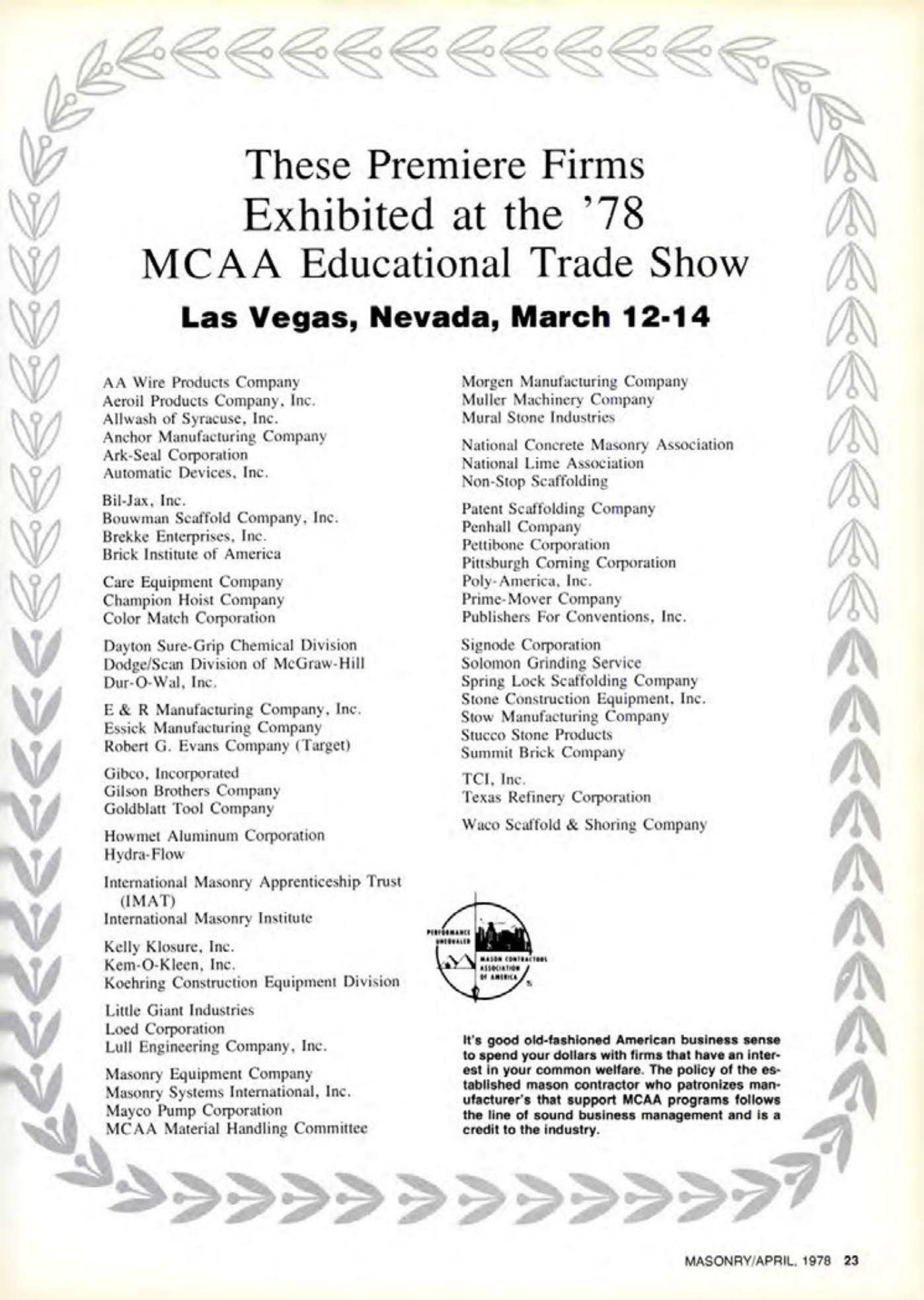 Masonry Magazine April 1978 Page. 23