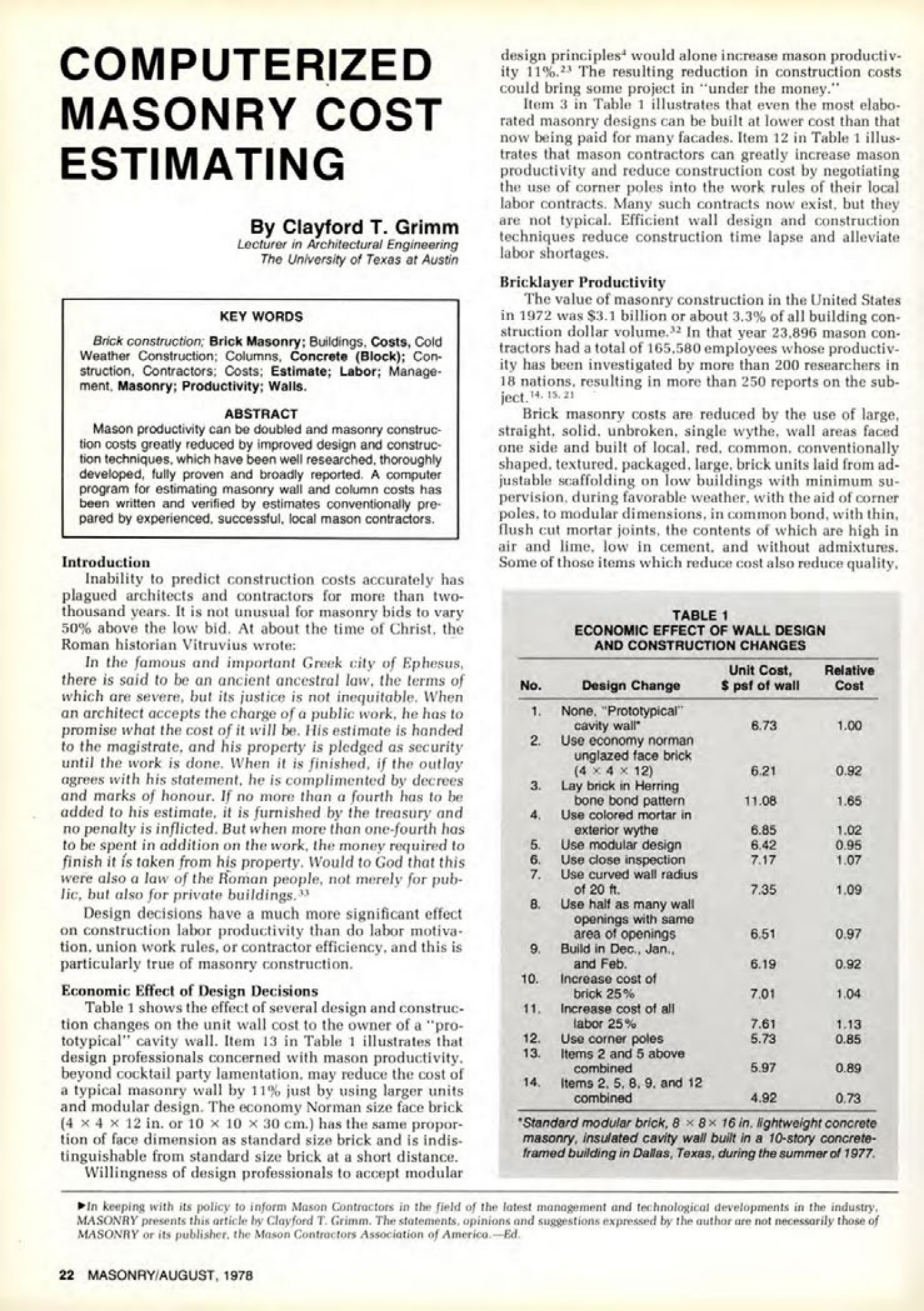 Masonry Magazine August 1978 Page. 18