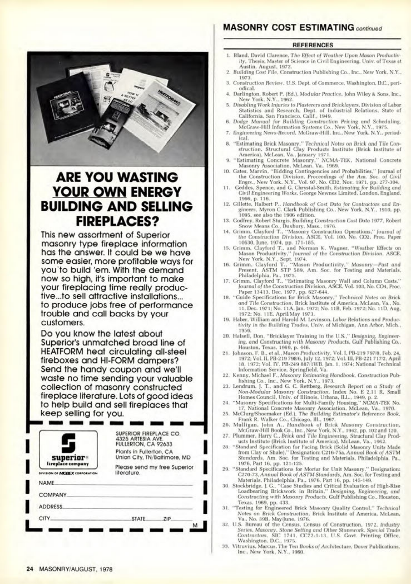 Masonry Magazine August 1978 Page. 20