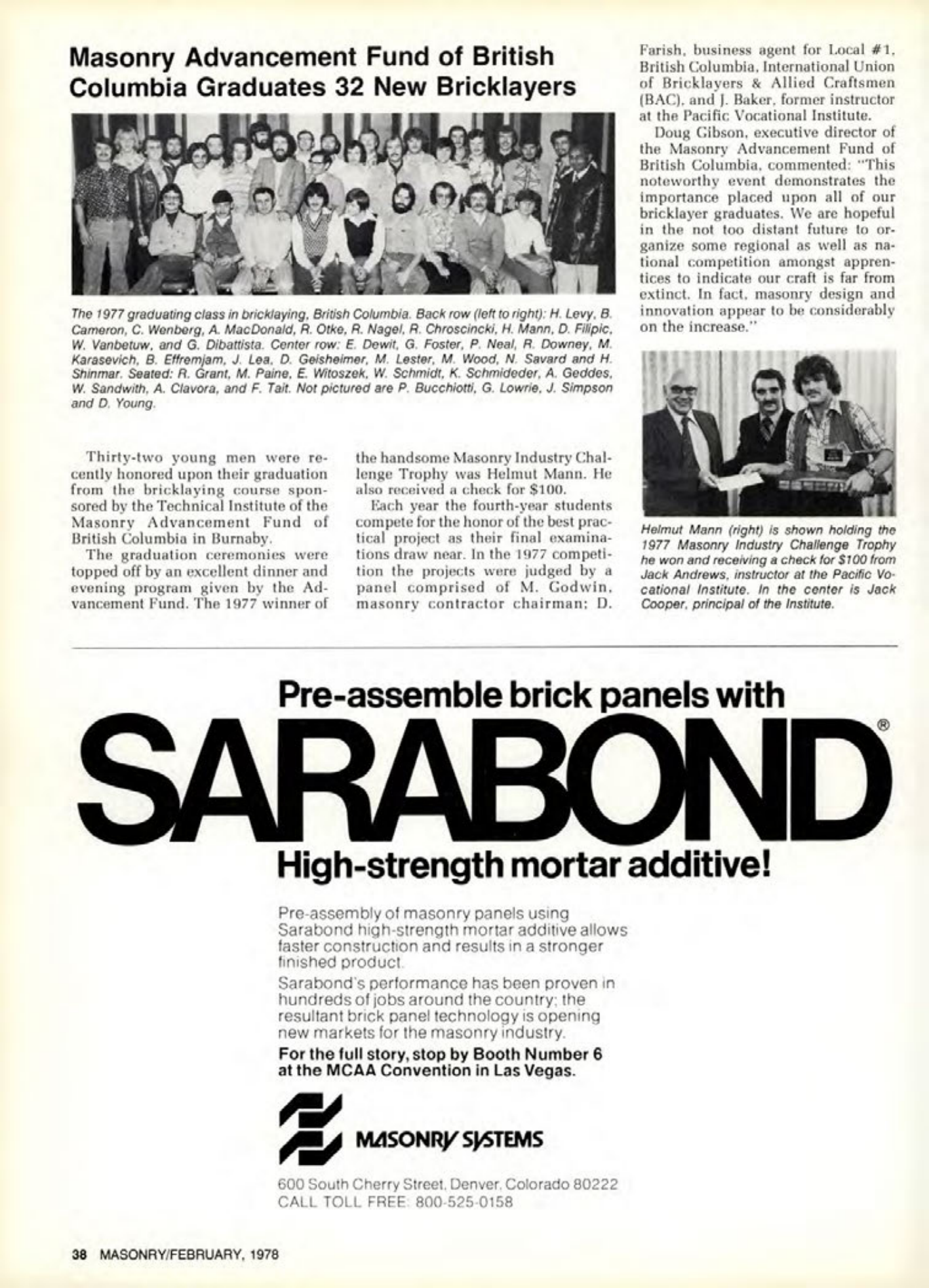 Masonry Magazine February 1978 Page. 38
