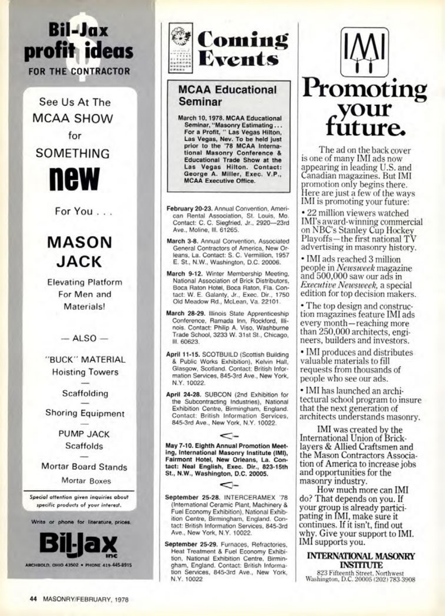 Masonry Magazine February 1978 Page. 44