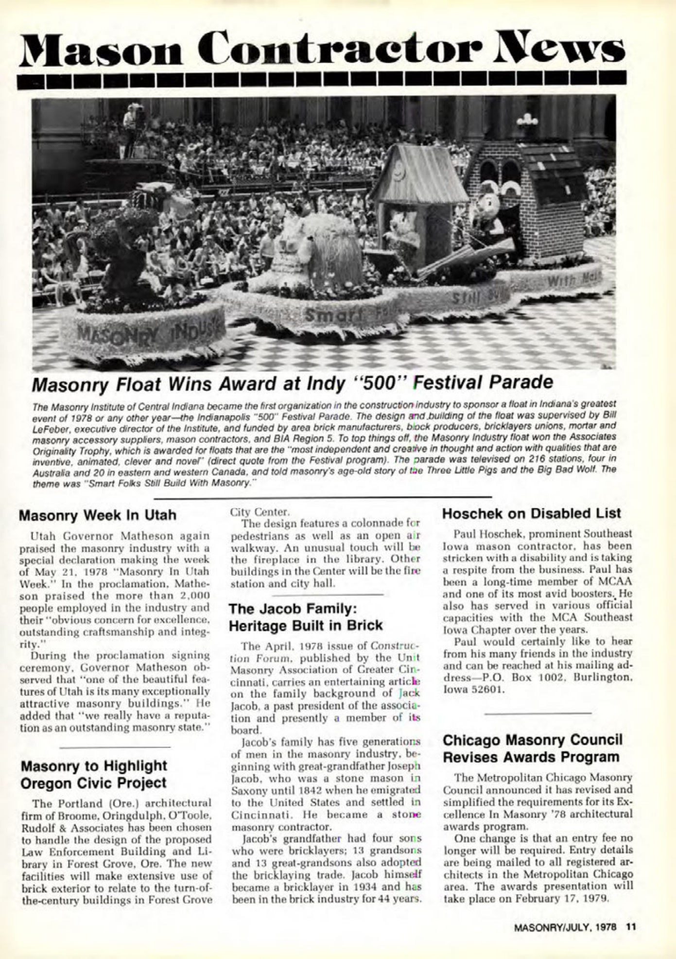 Masonry Magazine July 1978 Page. 11
