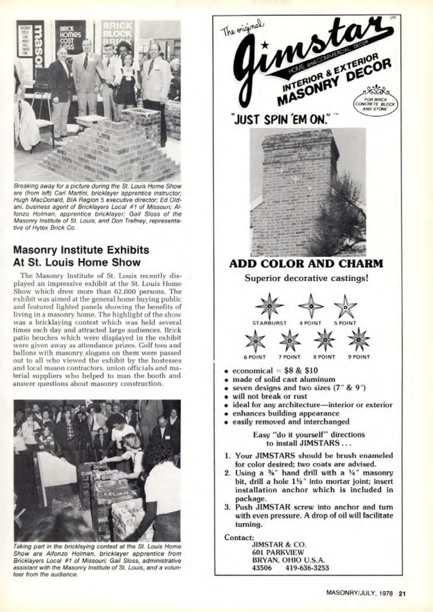 Masonry Magazine July 1978 Page. 21