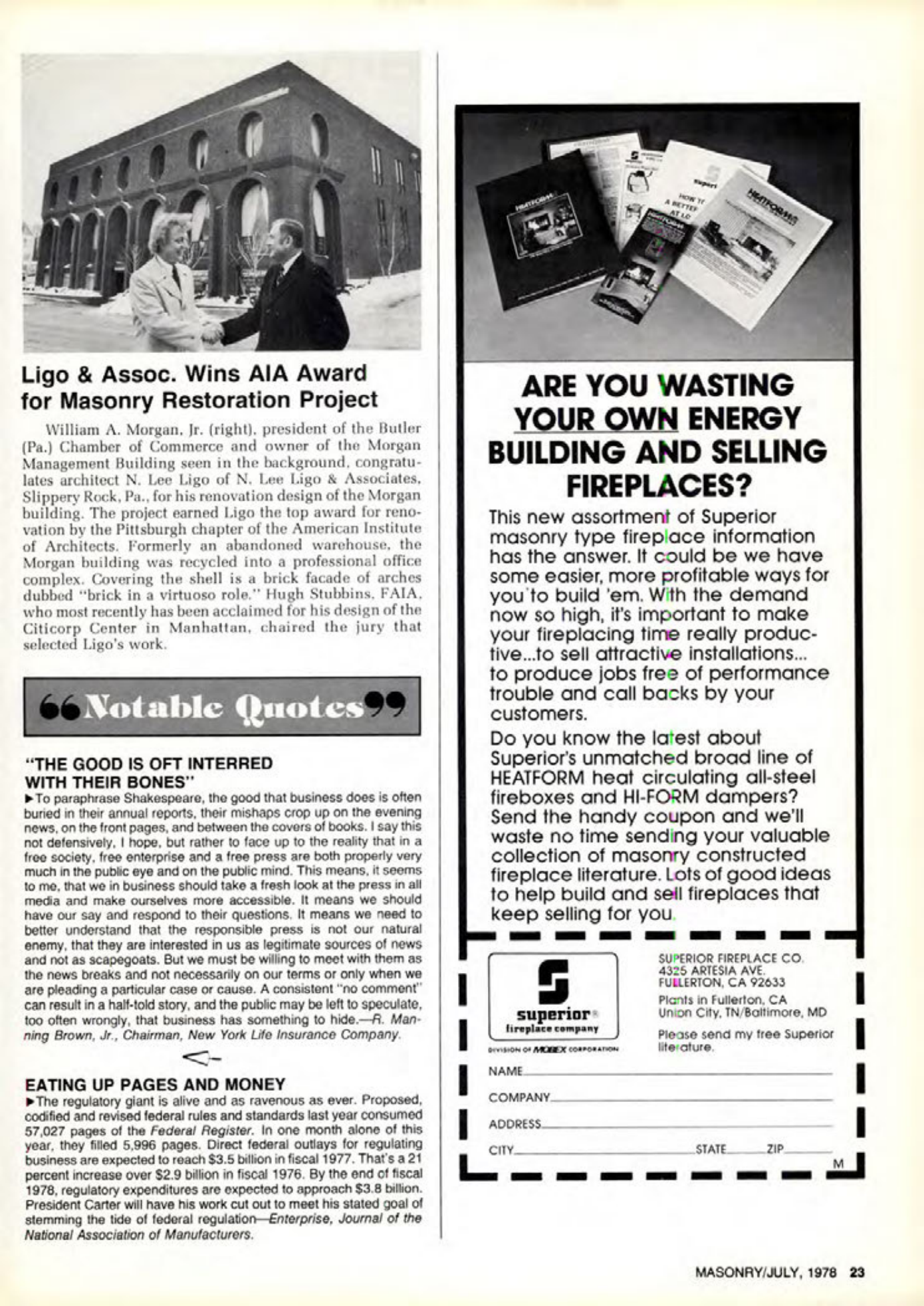 Masonry Magazine July 1978 Page. 23