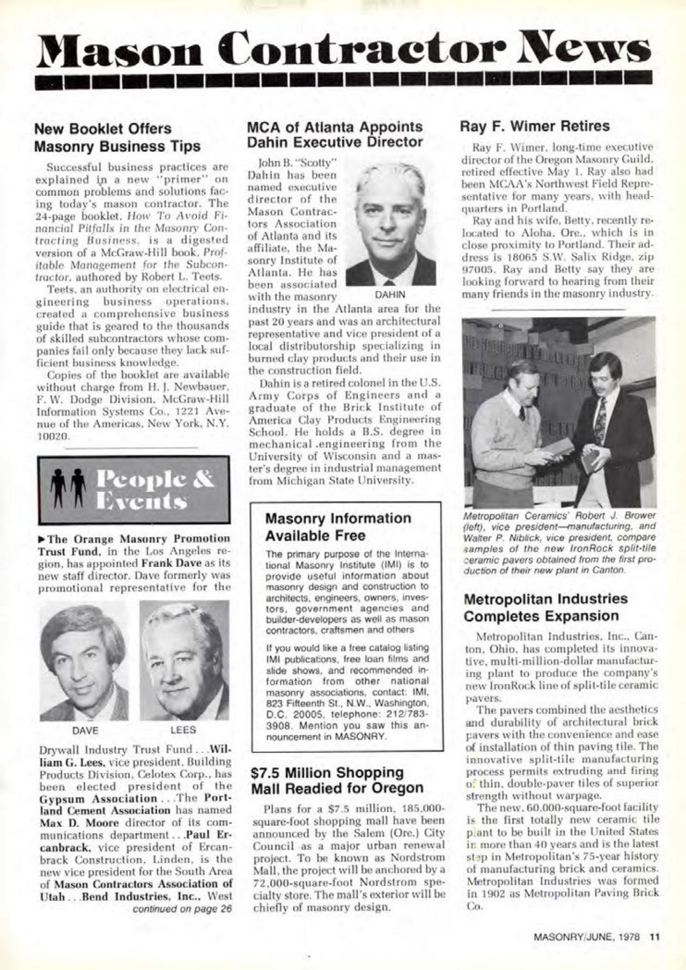 Masonry Magazine June 1978 Page. 11