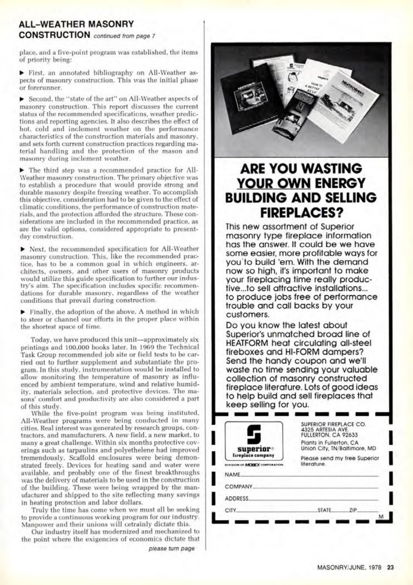 Masonry Magazine June 1978 Page. 23