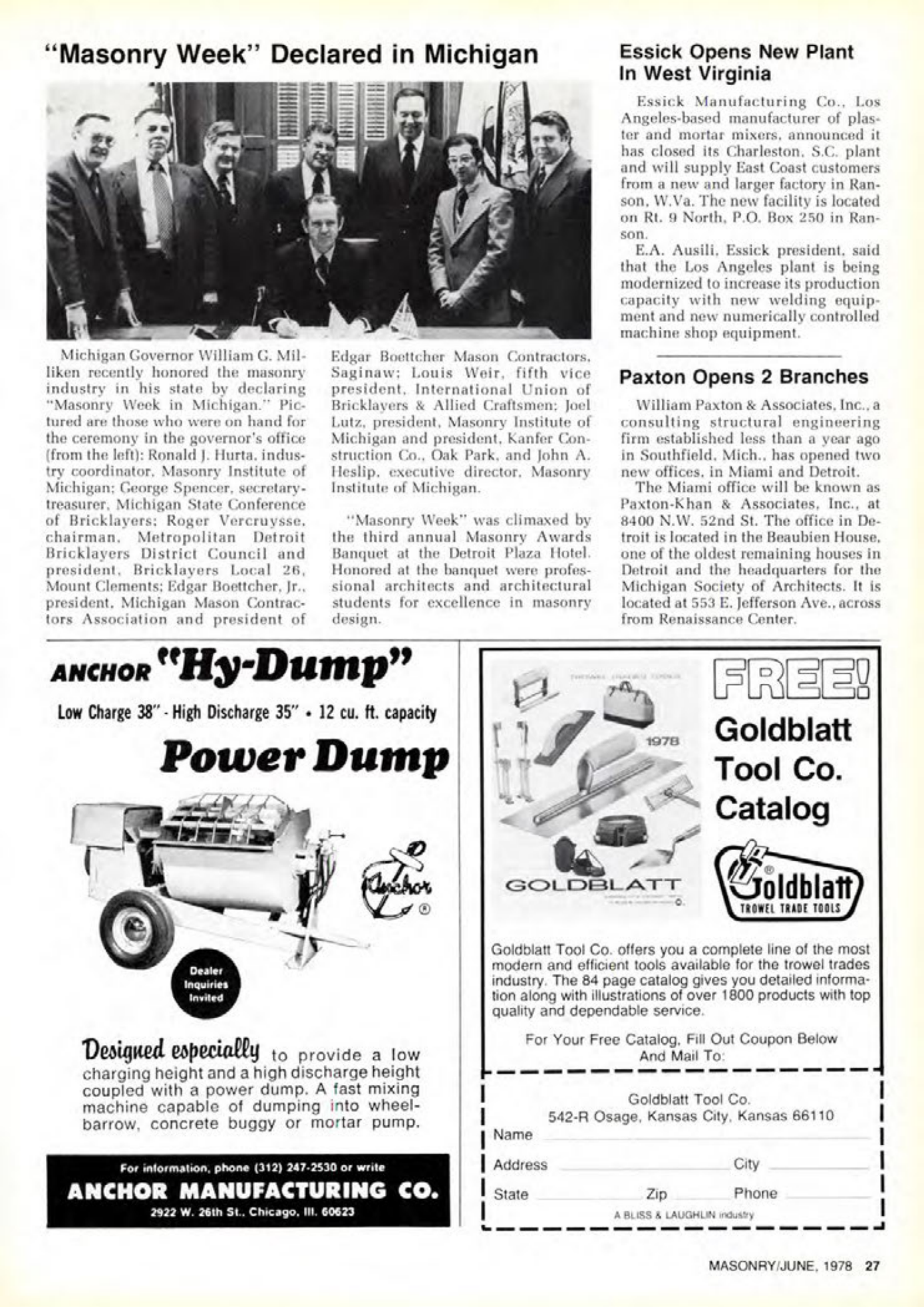 Masonry Magazine June 1978 Page. 27