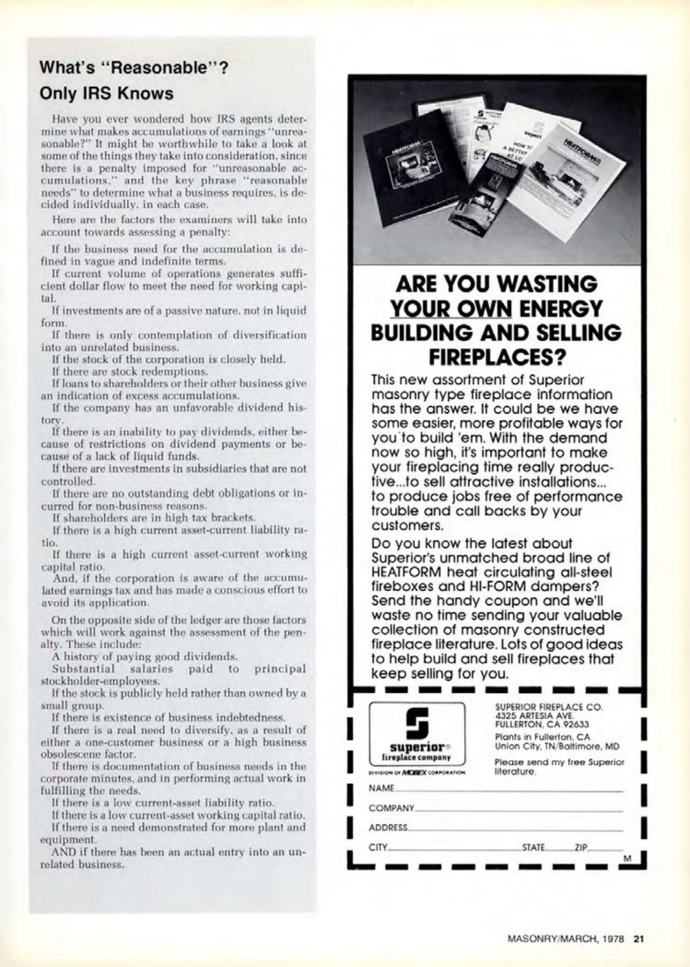 Masonry Magazine March 1978 Page. 21
