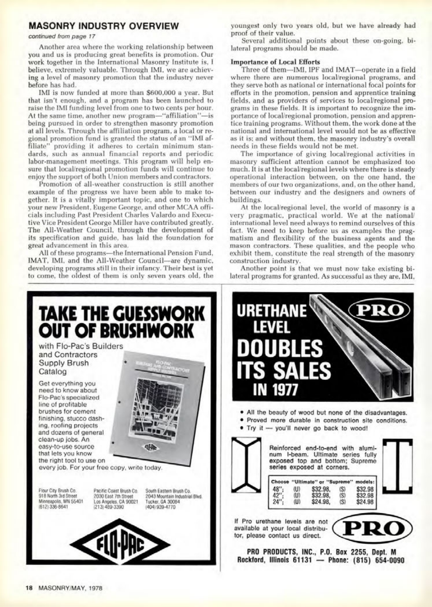 Masonry Magazine May 1978 Page. 18