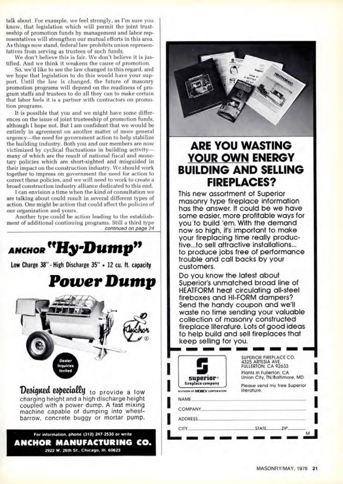 Masonry Magazine May 1978 Page. 21